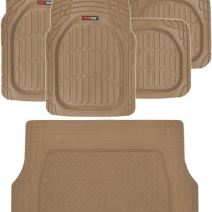 Motor Trend FlexTough tapetes para piso de caucho, de gran capacidad, base gruesa y forro para carga, para todos los climas juego de cobertura Motor Trend FlexTough tapetes para piso de caucho, de gran capacidad, base gruesa y forro para carga, para todos los climas juego de cobertura