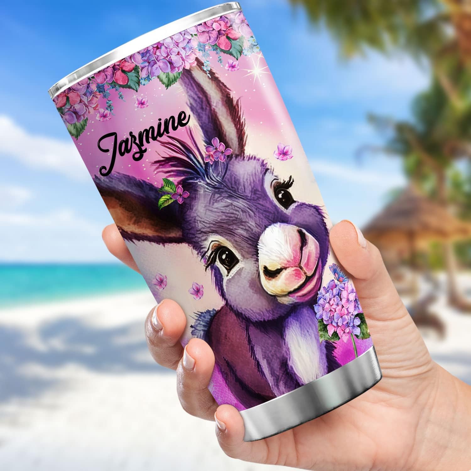 Vaso personalizado con texto en inglés Just A Girl Who Loves Donkeys (Just A Girl Who Loves Donkeys), bonito regalo con temática de animales de