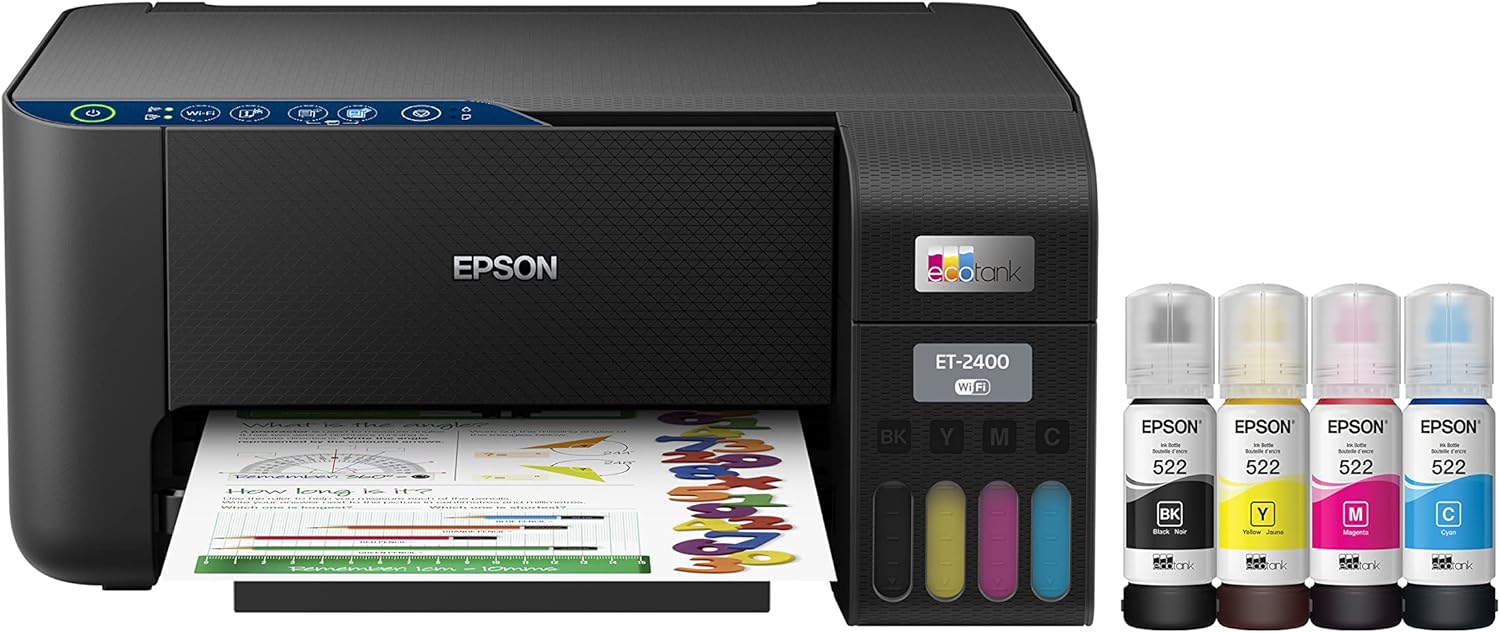 Epson EcoTank ET-2850 Impresora Supertank inalámbrica a color todo en uno sin cartuchos con escaneo y EcoTank ET-2400 Impresora Supertank sin