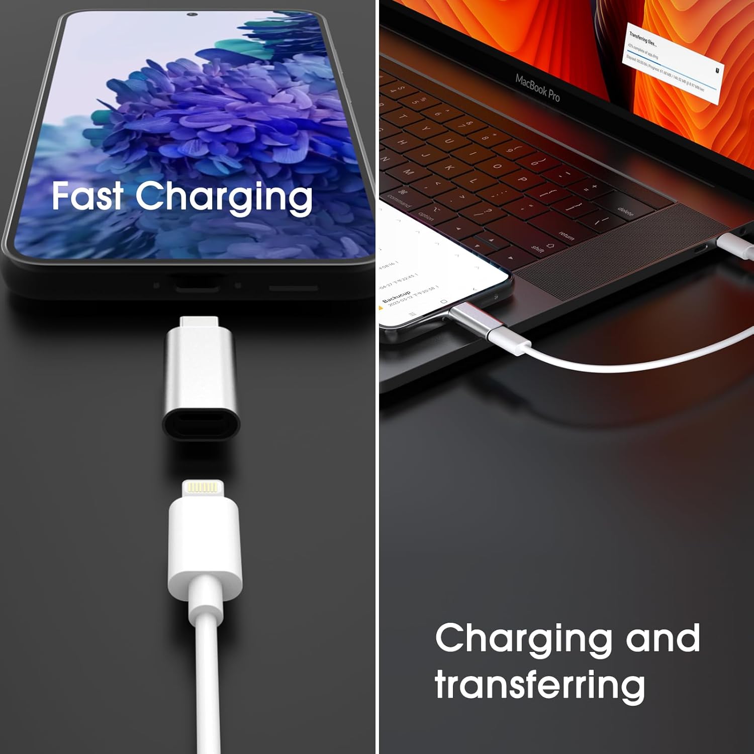 Adaptador Lightning a USB C, 1 paquete de adaptador de carga rápida PD para iPhone serie 15iPadMacBookSamsungGoogle y más dispositivos tipo C, no OTG