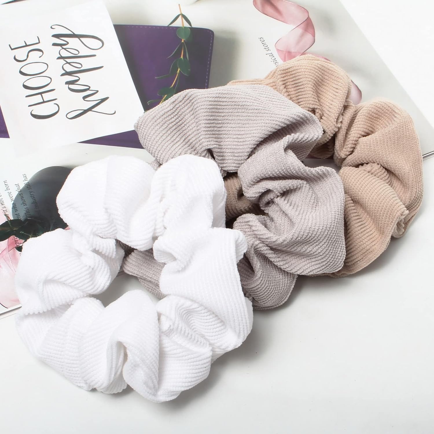 10 piezas de coleteros de cordury para mujer, con cordón medio, bandas elásticas para el cabello, ligas para el cabello de moda para cola de caballo