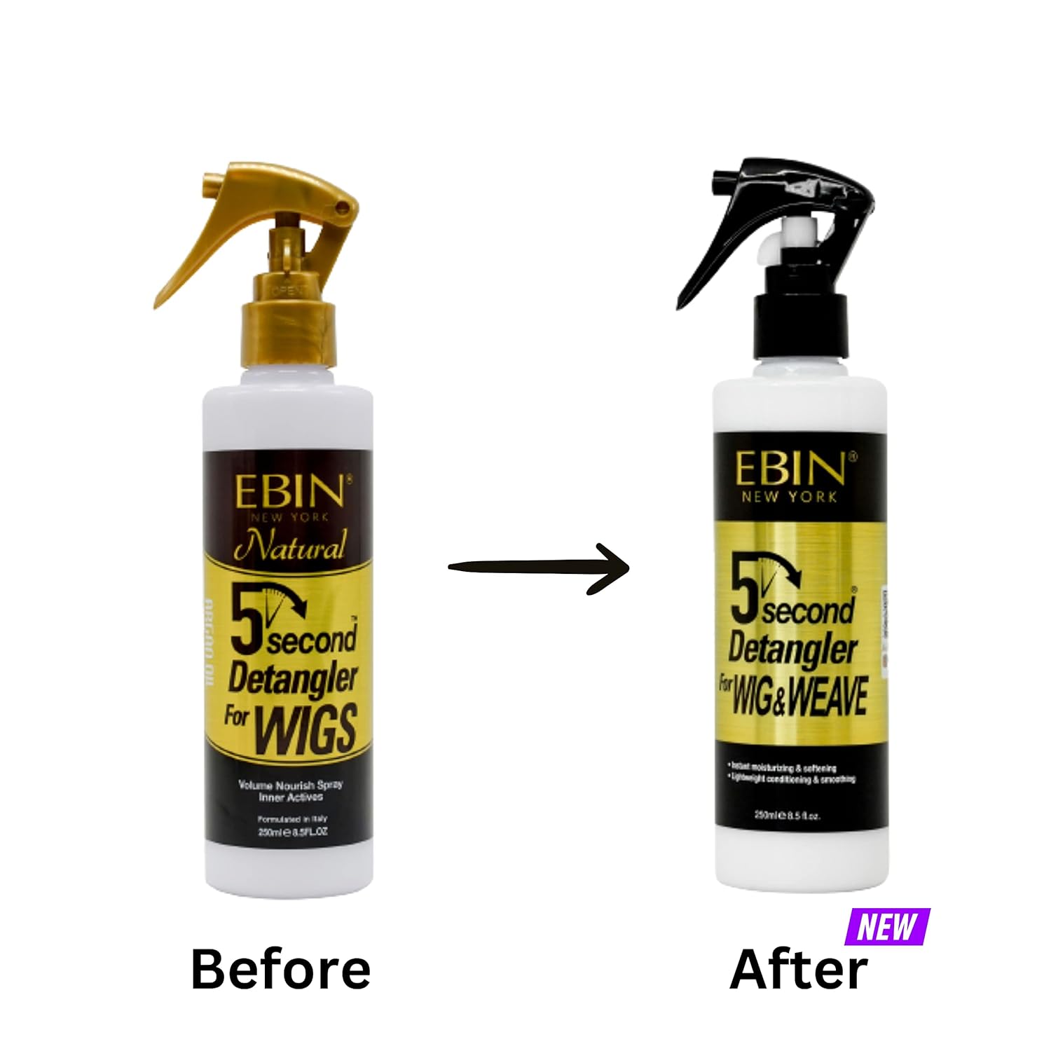 EBIN NEW YORK 5 Second Detangler – Aceite de argán marroquí infundido  Humedad instantánea y acondicionador ligero  Suaviza, suaviza y añade brillo