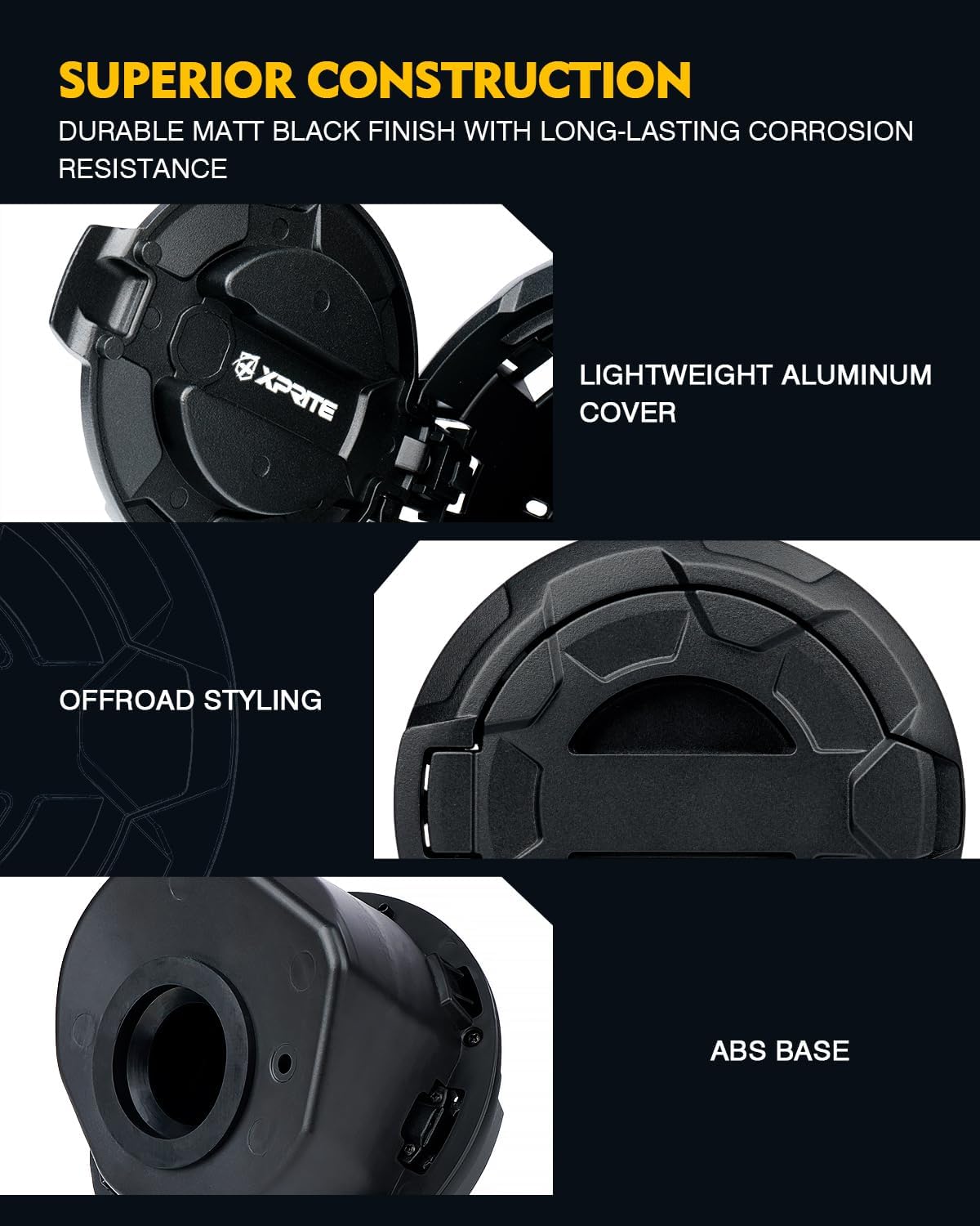 Xprite Cubierta de tapa de tanque de gasolina compatible con Jeep Wrangler 2018-2023 JL y JLU de 2 y 4 puertas ilimitadas, patrón de rueda