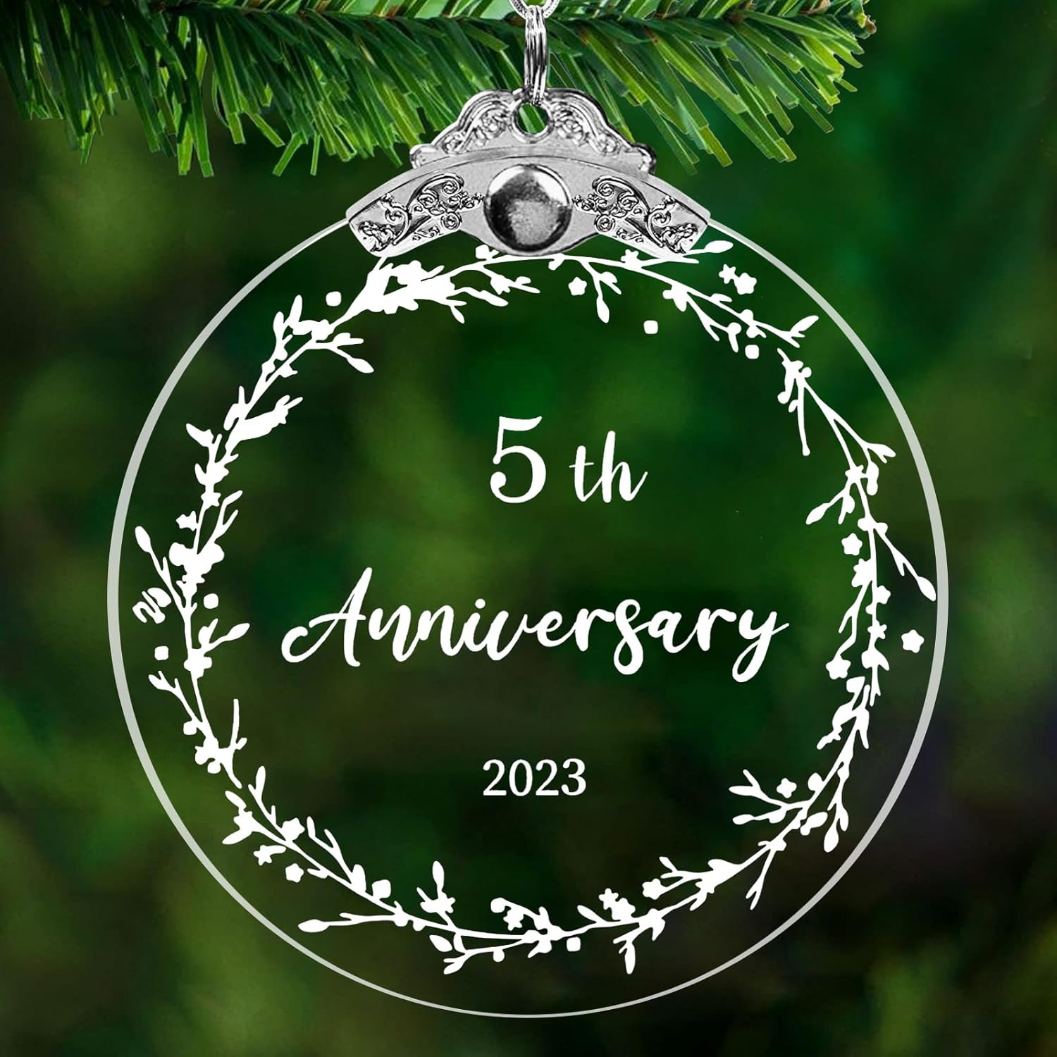 Adorno de Navidad de 5 para pareja, 5 años como señor y señora 2023, regalo de boda de 5 aniversario para padres, esposo, esposa