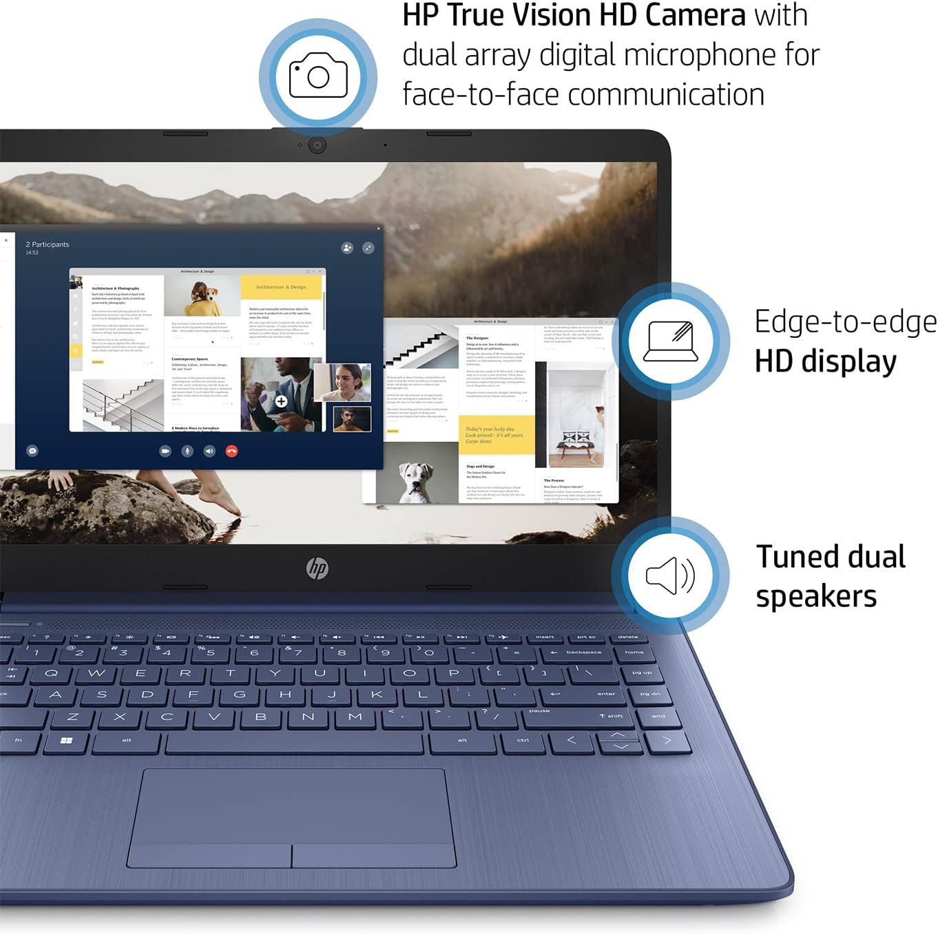 HP Laptop delgada y ligera HD 2022 de 14 pulgadas, procesador Intel de cuatro núcleos, 8 GB de RAM, 64 GB de almacenamiento, batería de larga