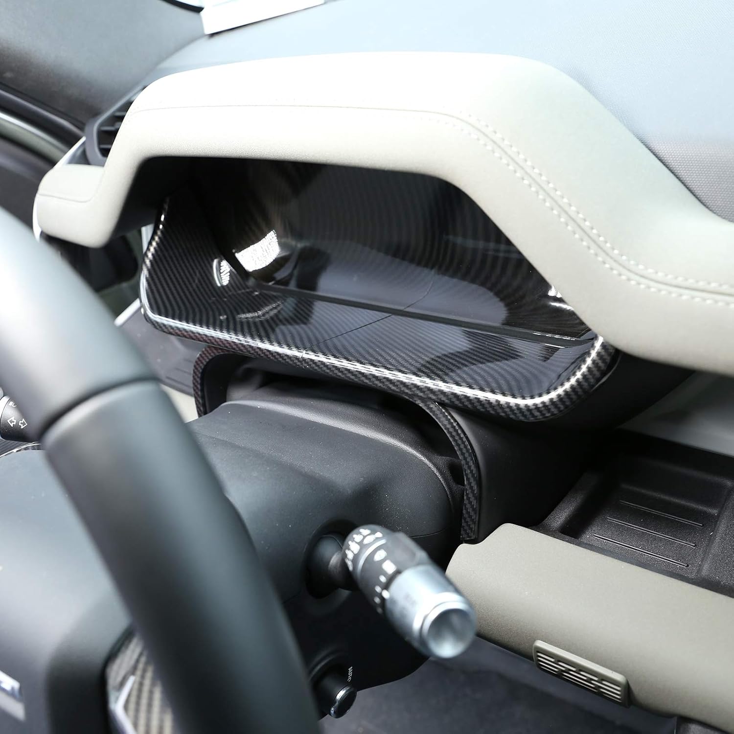 CHEYA Cubierta decorativa para tablero de instrumentos de automóvil ABS para Land Rover Defender 110 2020 (estilo de fibra de carbono)