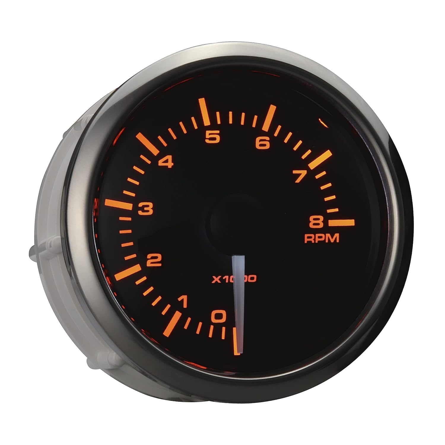 MOTOR METER RACING Tacómetro electrónico universal de 8000 rpm, 2-116 pulgadas, 2.047 in con retroiluminación LED blanco y ámbar, esfera negra,