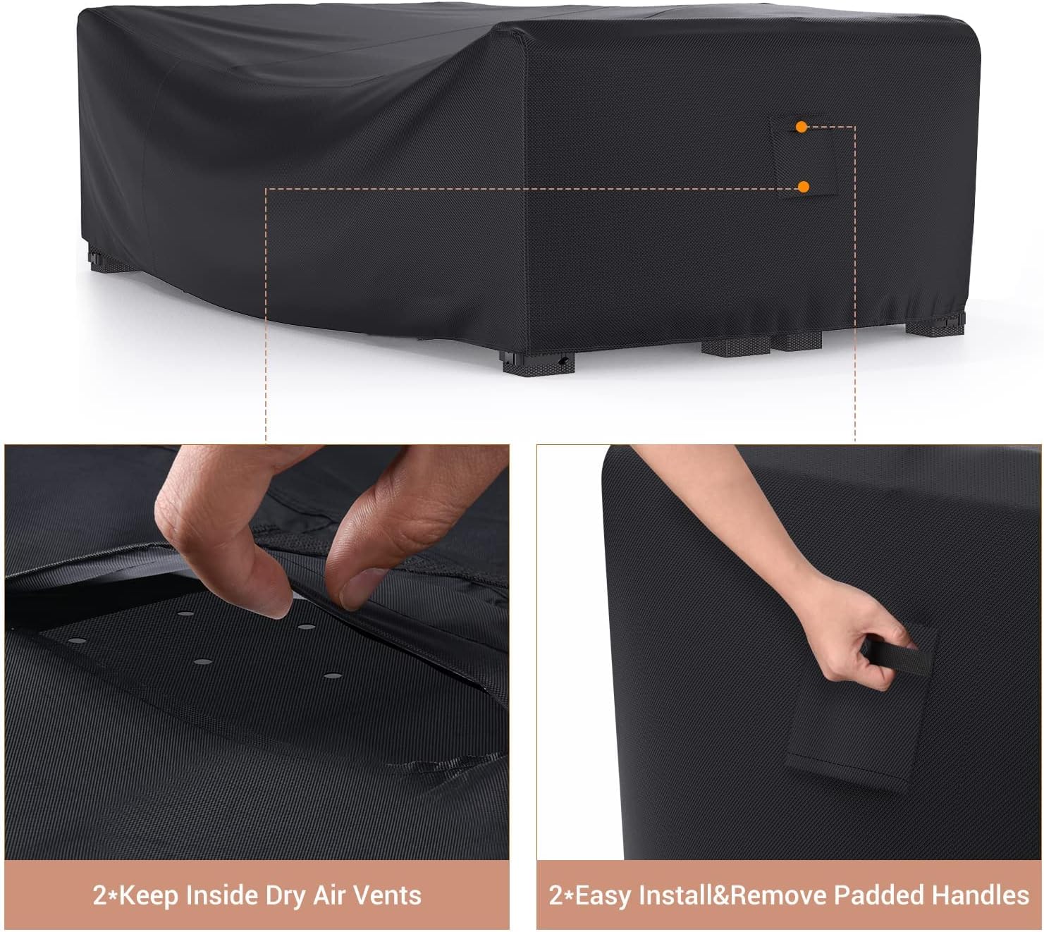 Mrrihand Juego de muebles de patio impermeable, funda de sofá modular para exteriores, resistente 600D, juego de mesa y silla, 74 pulgadas de largo
