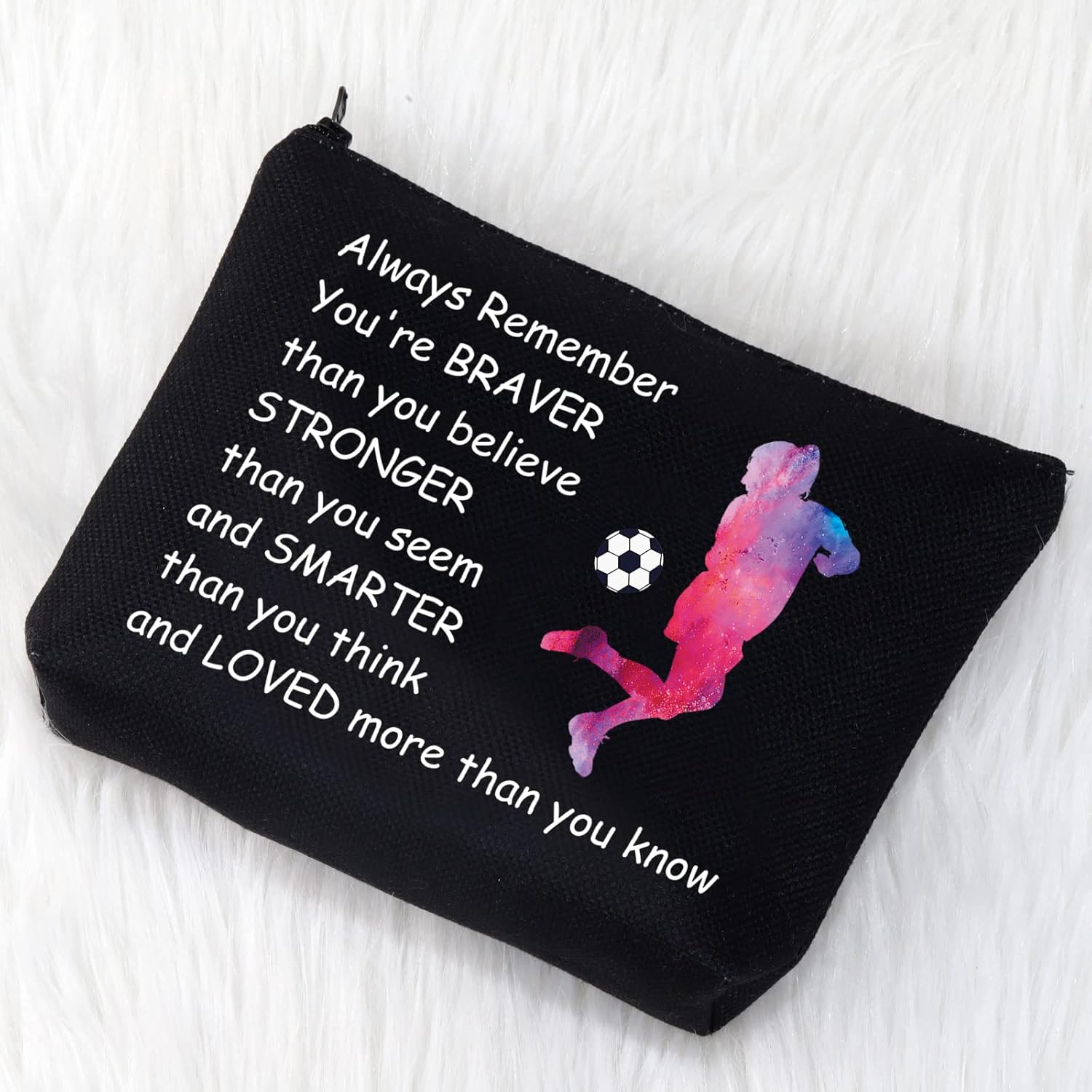 Regalos de fútbol para ella, bolsa con cremallera, bolsa de fútbol, cosméticos, maquillaje, jugador de fútbol, regalo del equipo de fútbol, regalo