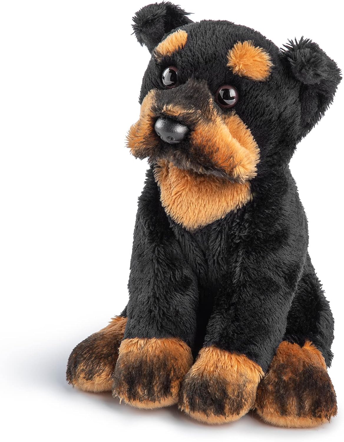 DEMDACO Rottweiler – Puf de peluche de poliéster para perro, color negro y bronceado, 6 x 5 pulgadas