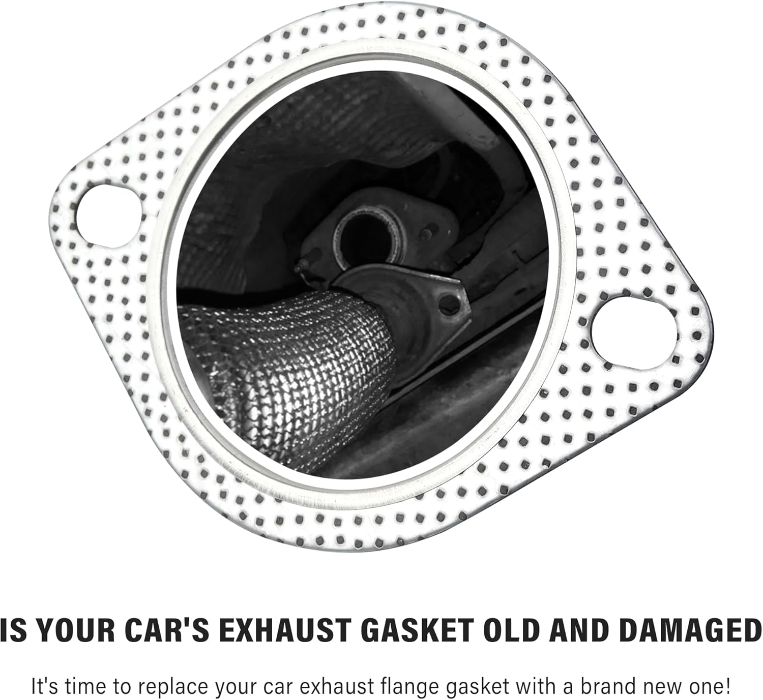 2 juntas de escape de coche de 3 pulgadas, kit de juntas de colector de escape de 2 pernos con material de junta, repuesto OEM #120-07610-0002,