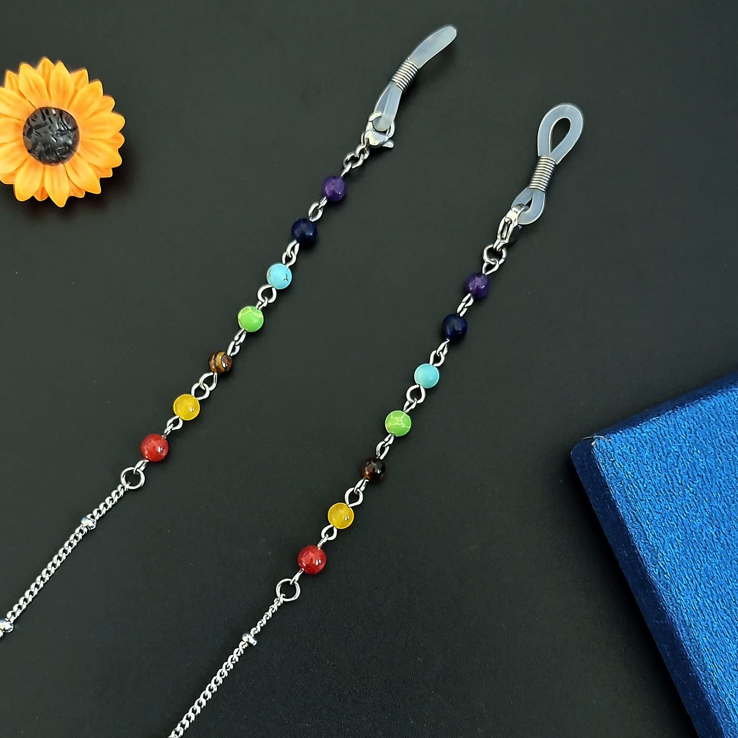 7 Chakra Eyeglass Chains for Women Glasses Chain Gemstone Jeweled Eyeglass Chains – Glasses Strap for Women (7 Chakra)