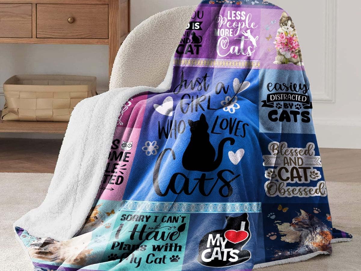 Regalos de gatos para los amantes de los gatos, manta de gatos de 60 x 50 pulgadas, regalos para amantes de los gatos para mujeres, súper suave,