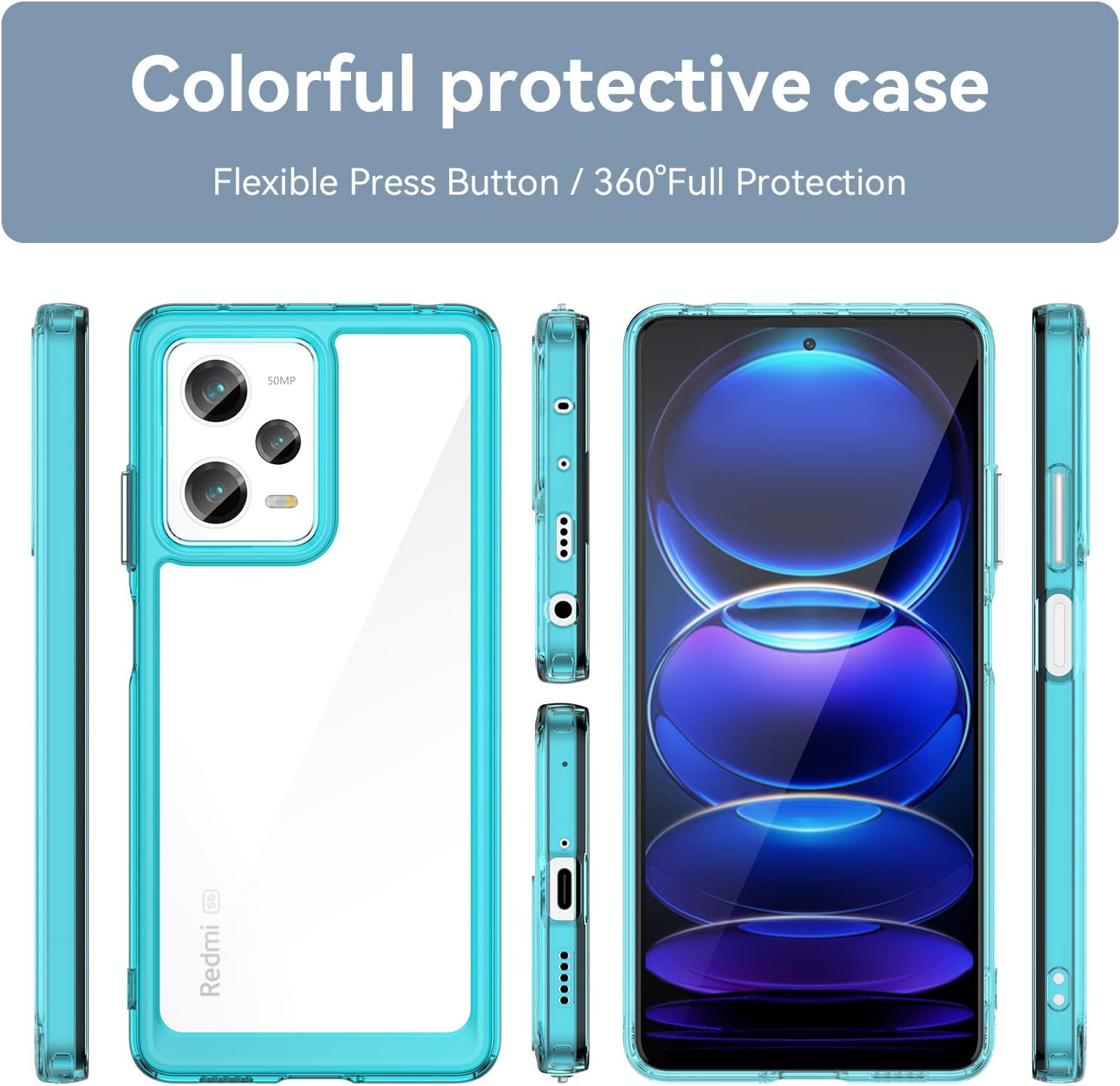 Funda de teléfono para Redmi Note 12 Pro, Poco X5 ProRedmi Note 12 Pro speed con protector de pantalla, parachoques suave con cristal transparente,