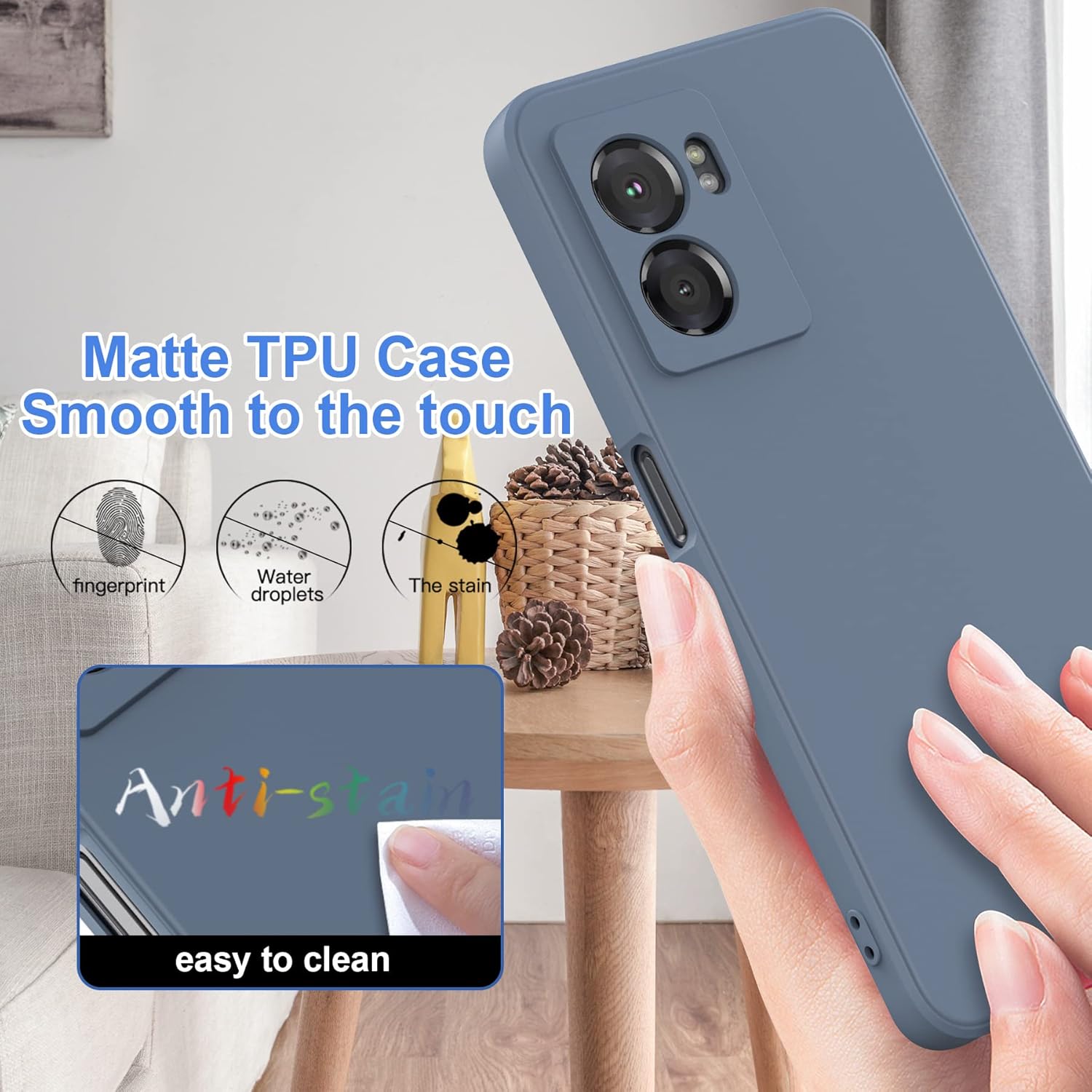 Foluu Funda de silicona para OnePlus Nord N300, funda protectora de goma de gel líquido con forro de microfibra suave, carcasa rígida delgada a