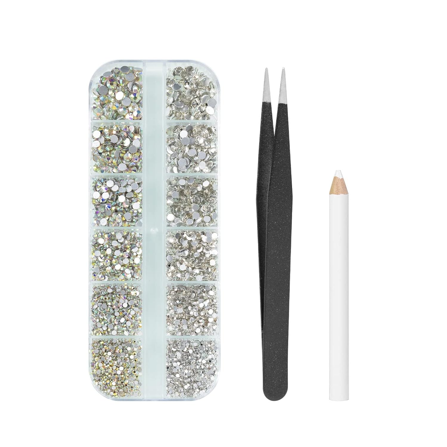 MAEXUS MAEXUS – Juego de 2880 diamantes de imitación de cristal para uñas, dijes transparentes para uñas, gemas de diamantes de imitación AB con