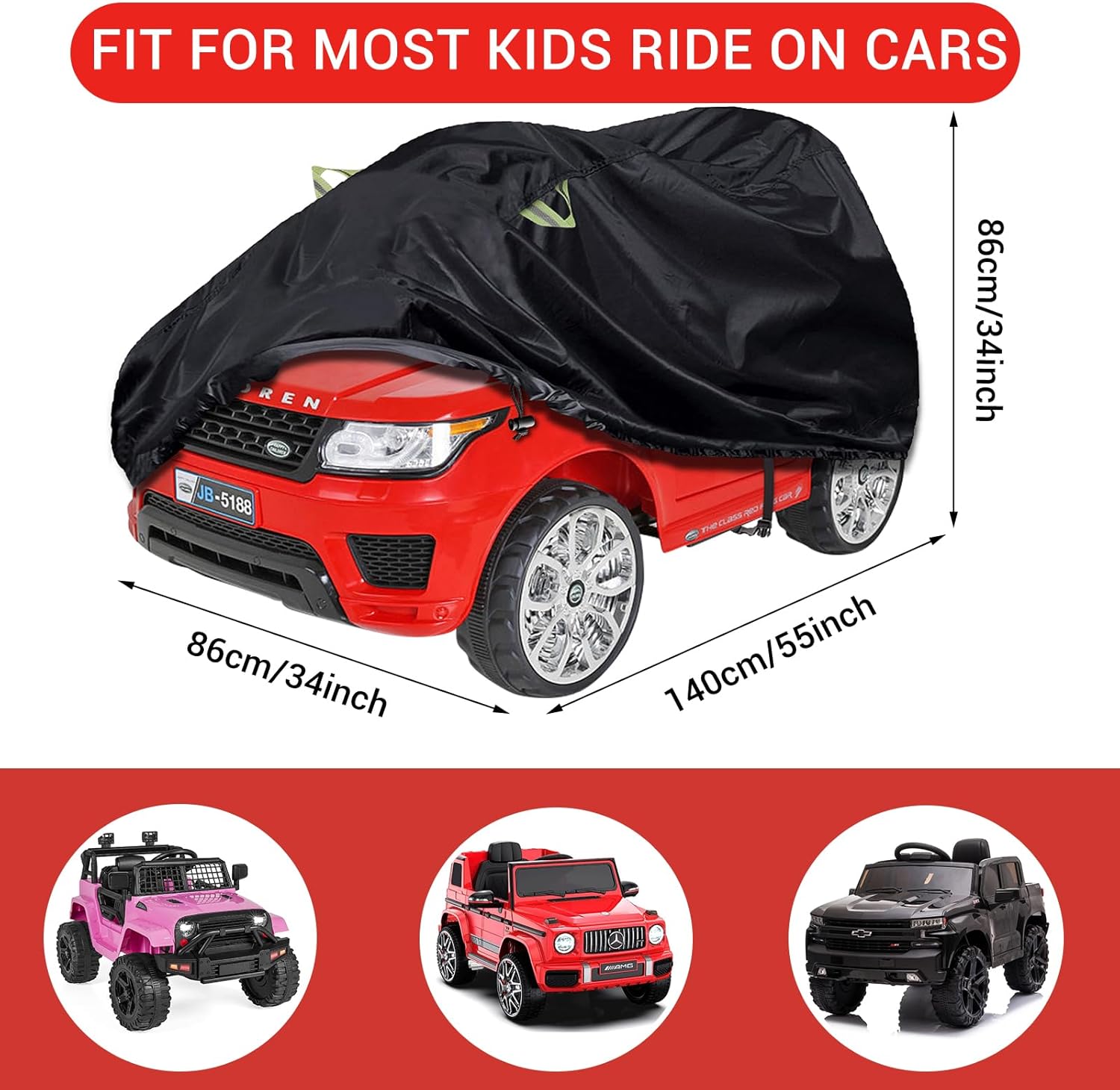 LYUND Funda para auto de juguete para niños, 600D, gran funda impermeable para ruedas eléctricas, Jeep, camión, protege todo tipo de clima, el