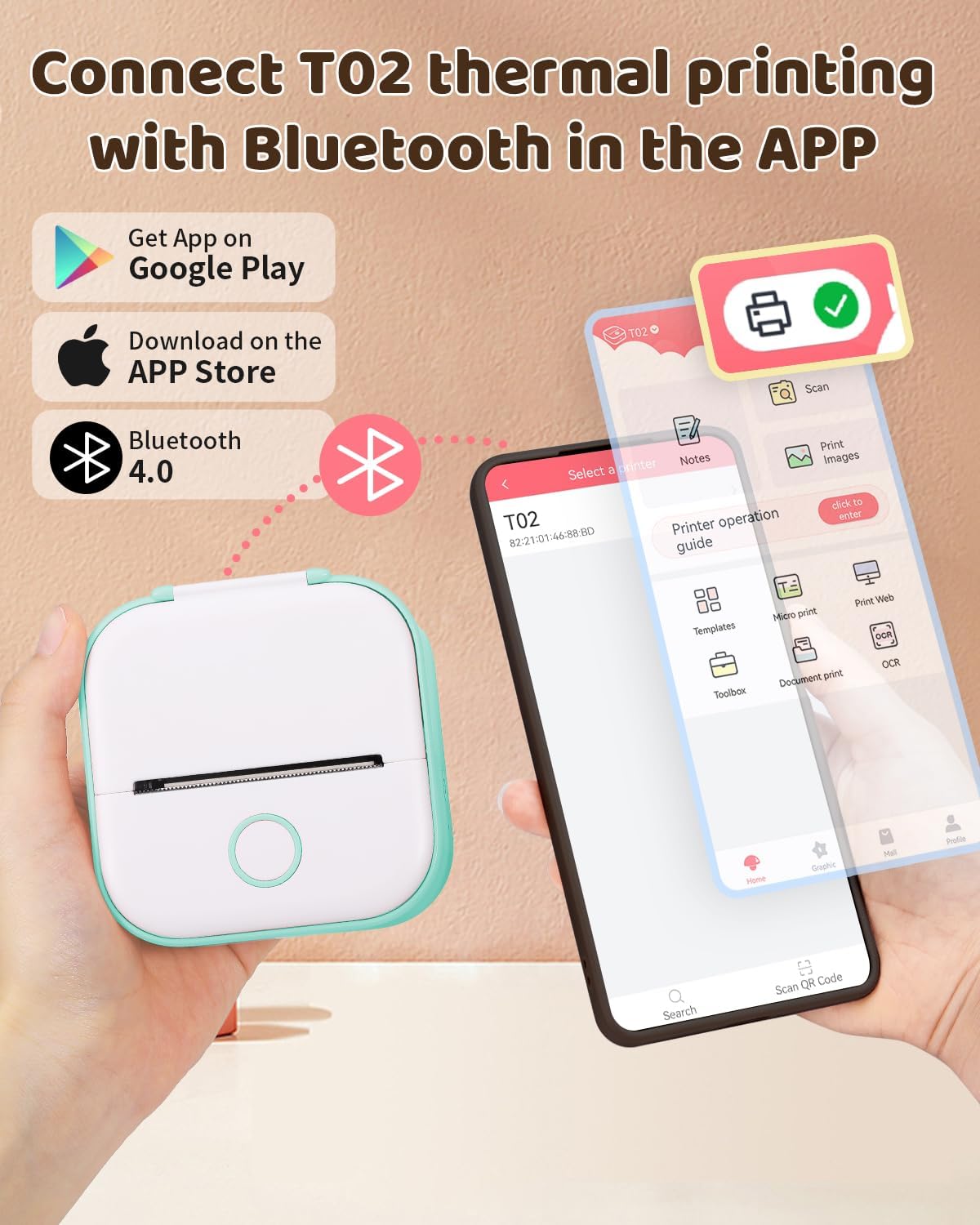 T02 Mini papel térmico para impresora adhesiva, papel blanco no pegajoso M02L, compatible con Memoking, Memoqueen, impresora de bolsillo Phomemo