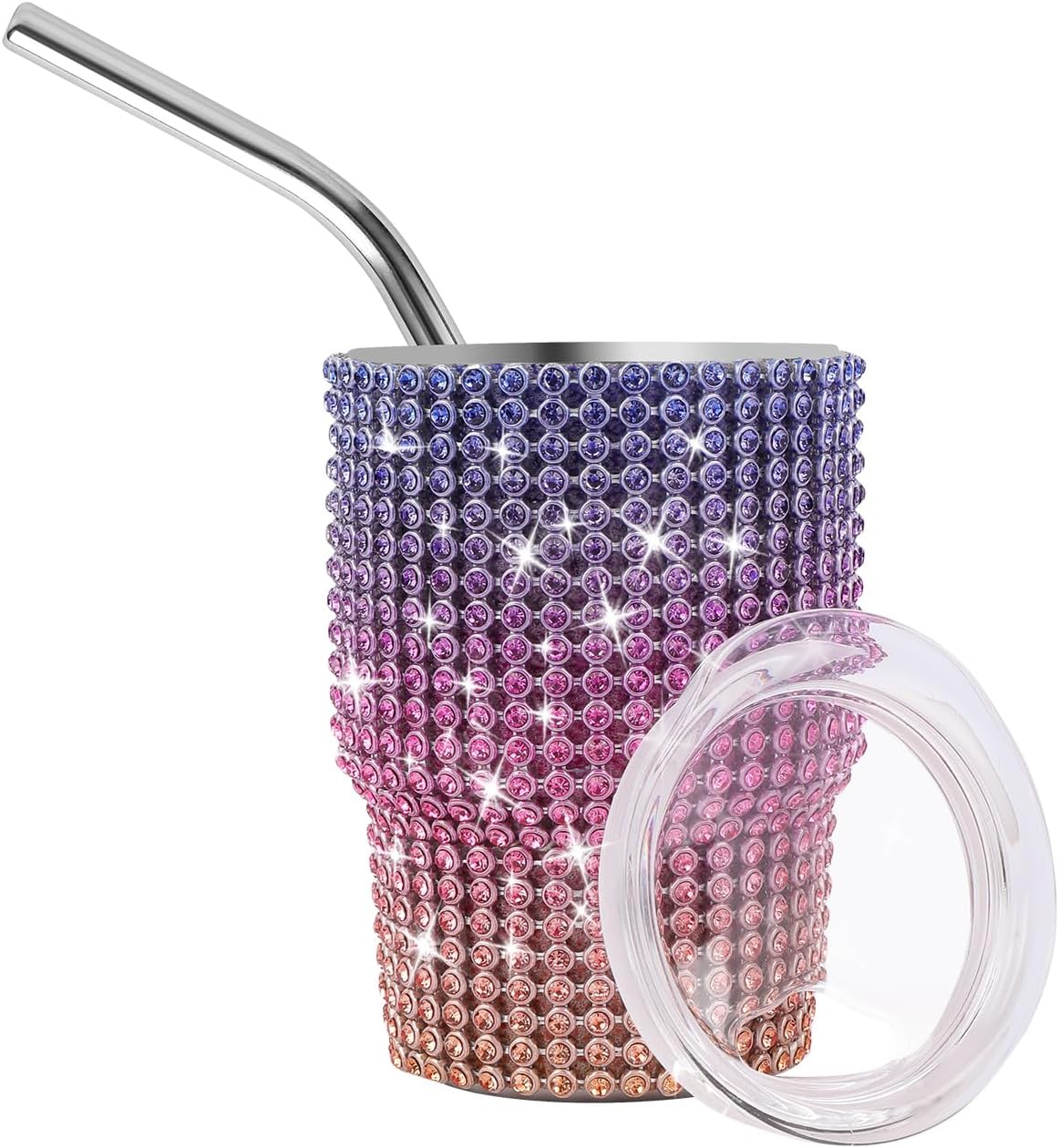 Bling Mini vaso de chupito, vaso de chupito de 3 onzas, vaso de chupito de diamante con pajilla, vaso de chupito pequeño con purpurina para servir