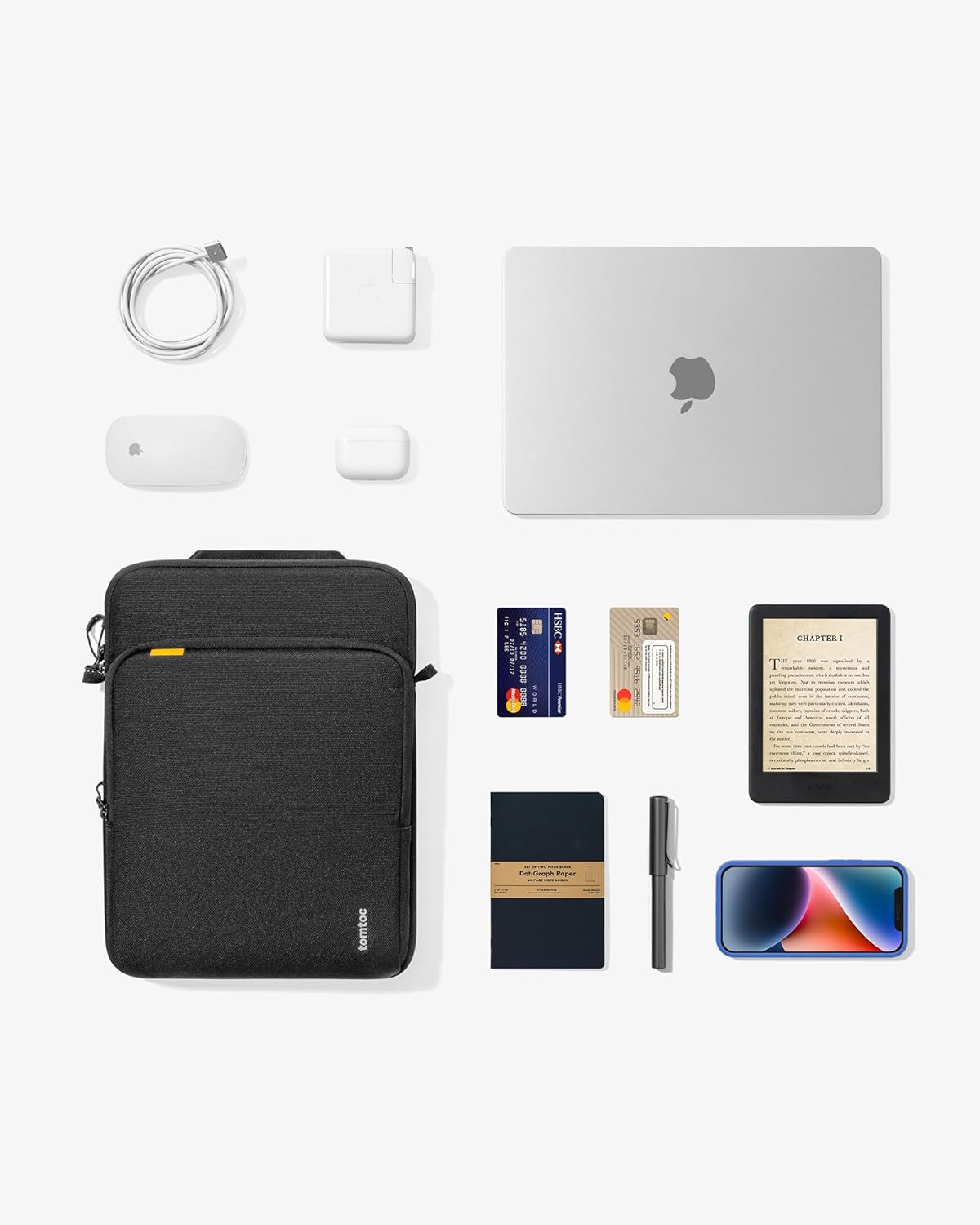 tomtoc Funda protectora 360 para laptop diseñada para MacBook Pro M4M3M2M1 ProMax 2024-2019, resistente al agua y bien organizada, funda de