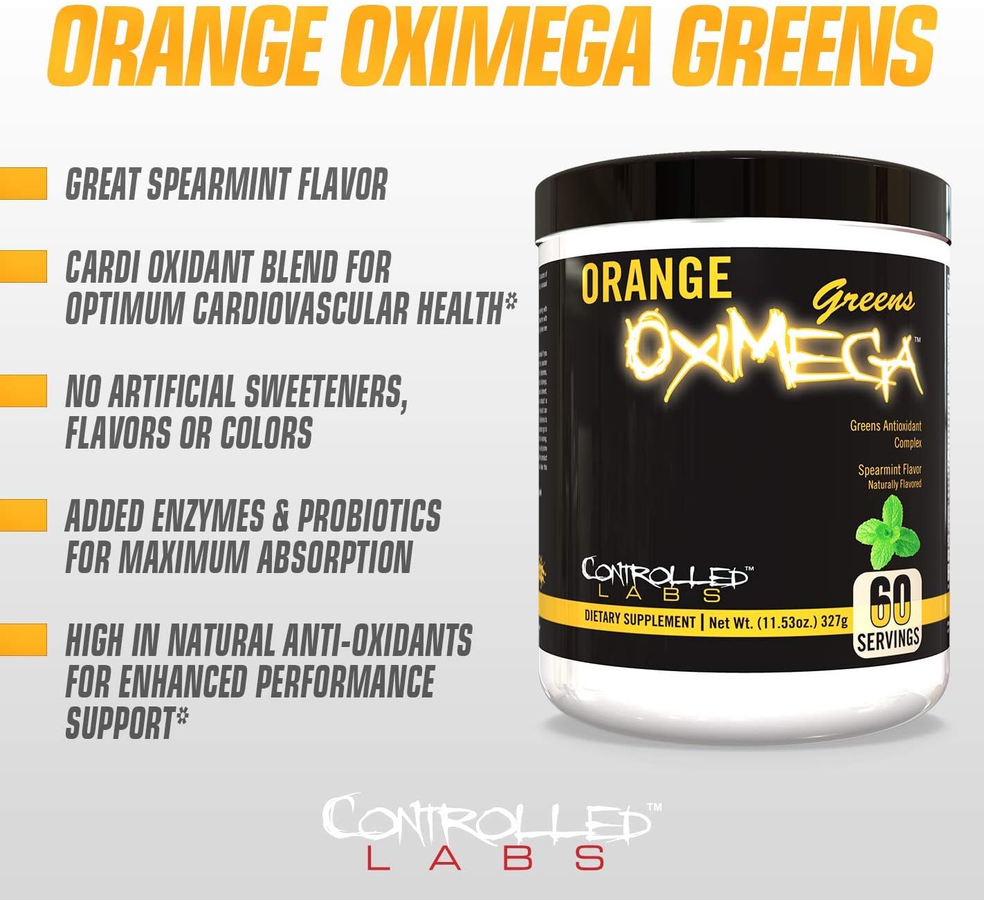 Controlled Labs Menta verde naranja OxiMega Greens — 0.72 lb