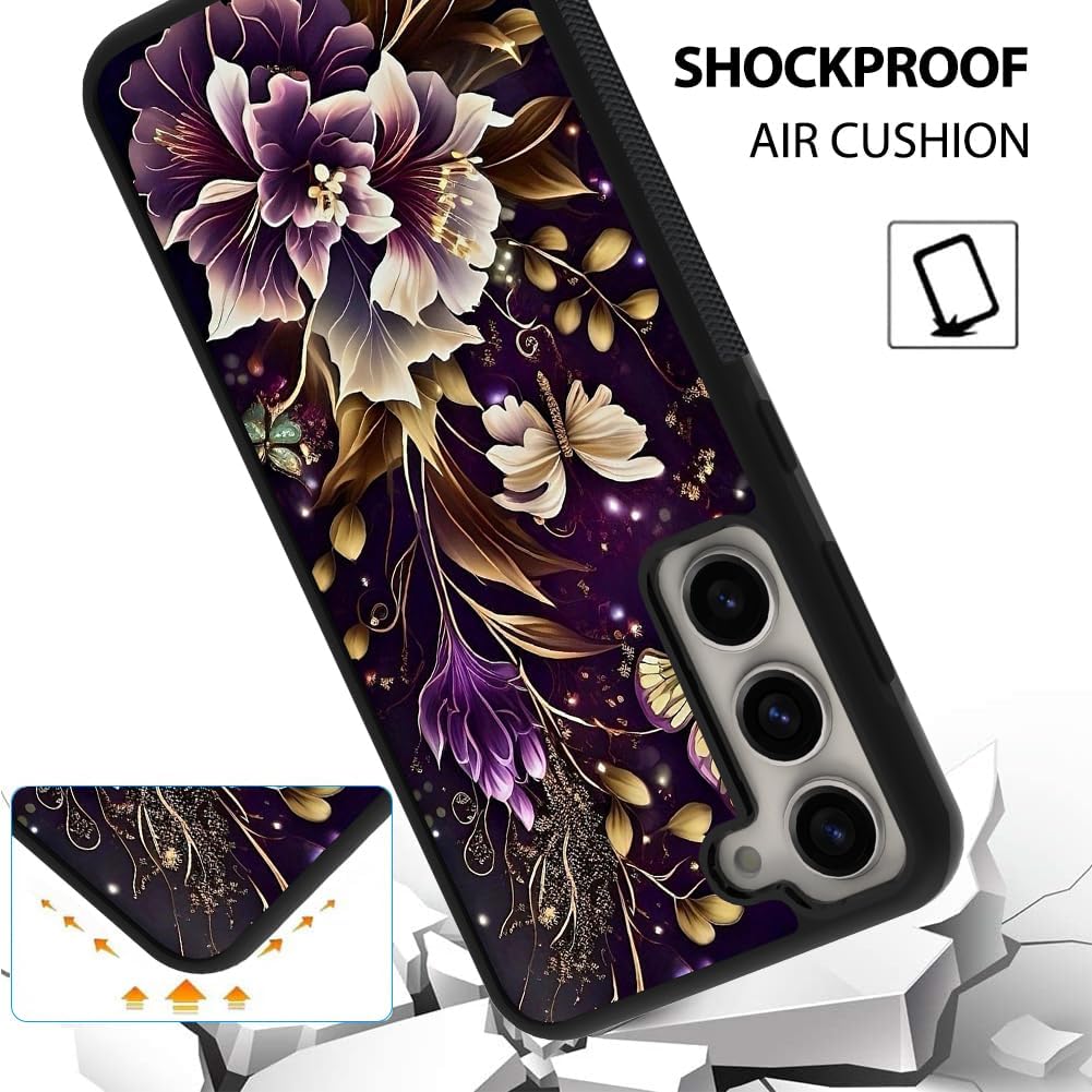 OOK Funda para Samsung Galaxy S23, diseño de nebulosa de flores moradas profundas, policarbonato duro+TPU suave, antideslizante, ultrafina, funda