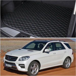 Tapete para maletero de automóvil, ajuste personalizado, compatible con Mercedes-Benz Clase M ML350 ML400 ML63 2012-2015 (negro con línea negra) Tapete para maletero de automóvil, ajuste personalizado, compatible con Mercedes-Benz Clase M ML350 ML400 ML63 2012-2015 (negro con línea negra)