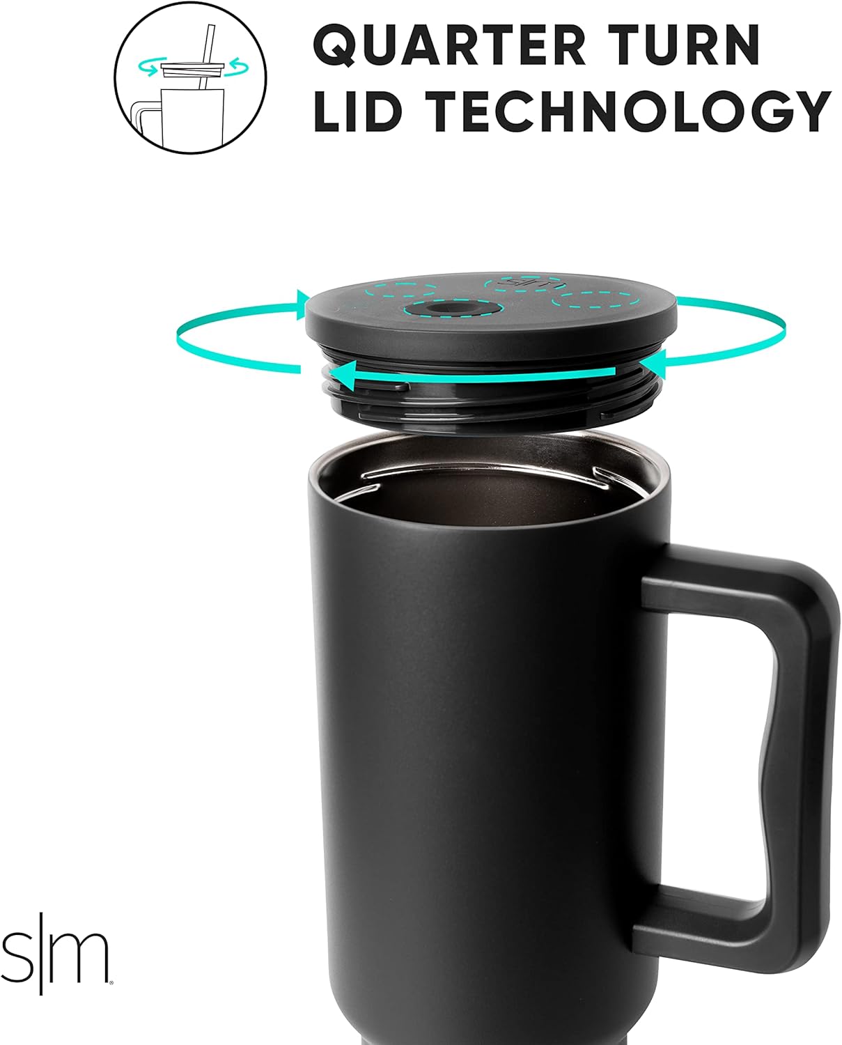 Simple Modern Vaso de 40 onzas con asa y tapa con pajilla, botella de agua reutilizable aislada de acero inoxidable, taza de viaje, uso en