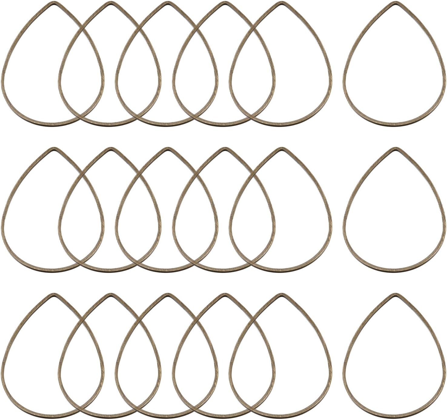 MECCANIXITY Enlace de aro con cuentas de lágrima, anillos de enlace de encanto hueco para fabricación de joyas de aretes, Metal, Lágrima