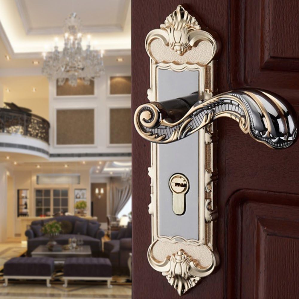 Eapmic Juego de cerradura de puerta universal de estilo europeo para dormitorio interior (aleación negra)