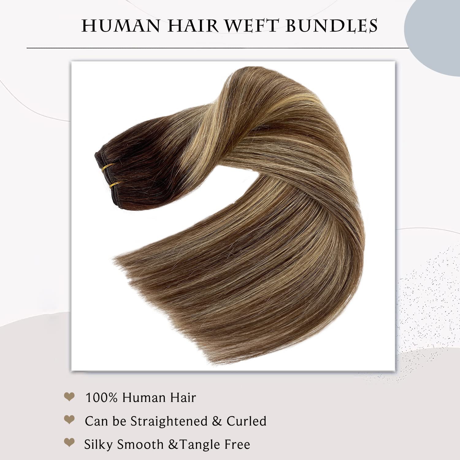 Extensiones de cabello humano real para coser, 20 pulgadas, extensiones de cabello humano de trama, 3.53 onzas, color marrón degradado, balayage,