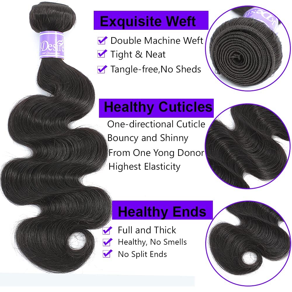 12A Grade Brazilian Body Wave Human Hair Bundles Weave Hair Human Bundles Brazilian Virgin Hair (8 Inch,Only 1 Bundle)