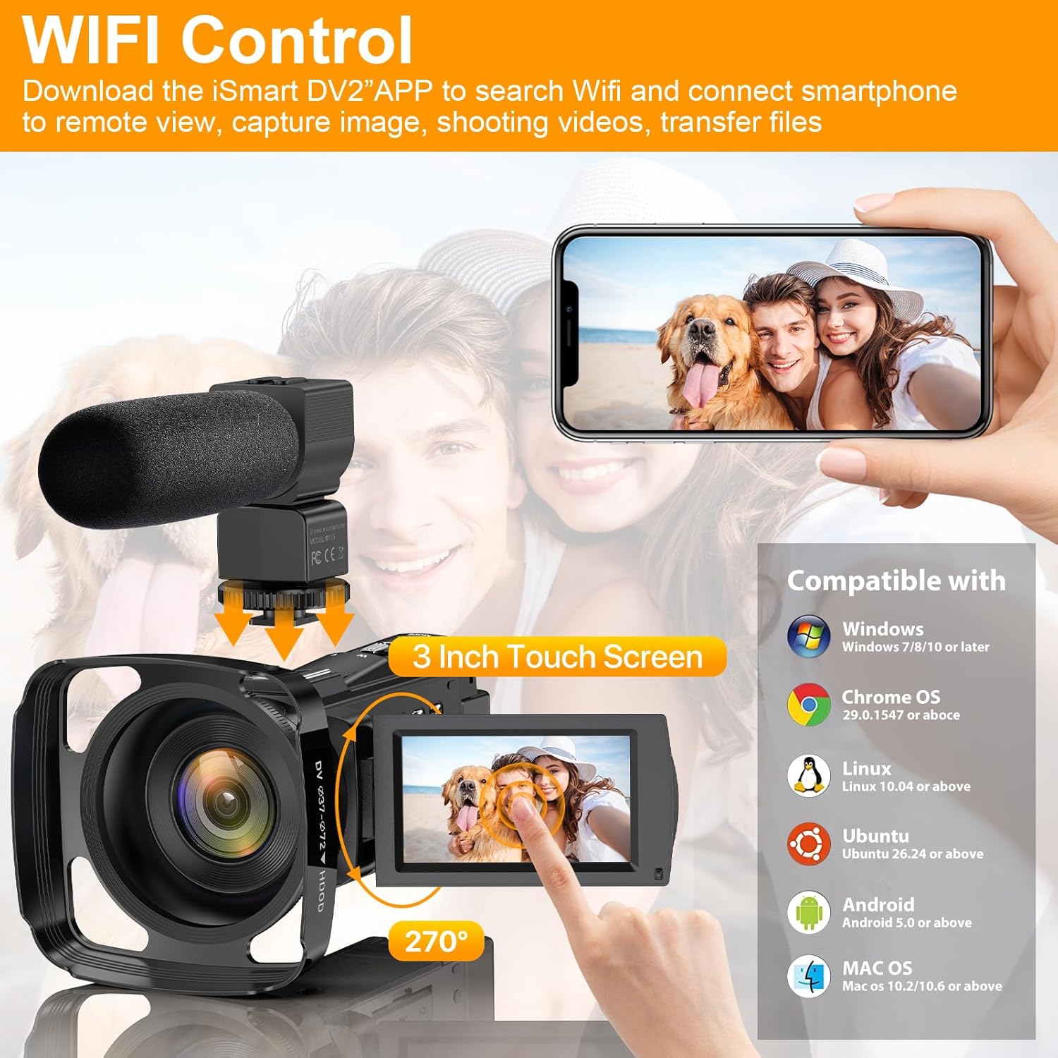 Cámara de video 5K 48MP UHD WiFi IR visión nocturna Vlogging Cámara para YouTube 16X Zoom digital 3 pulgadas Grabadora de cámara con micrófono,