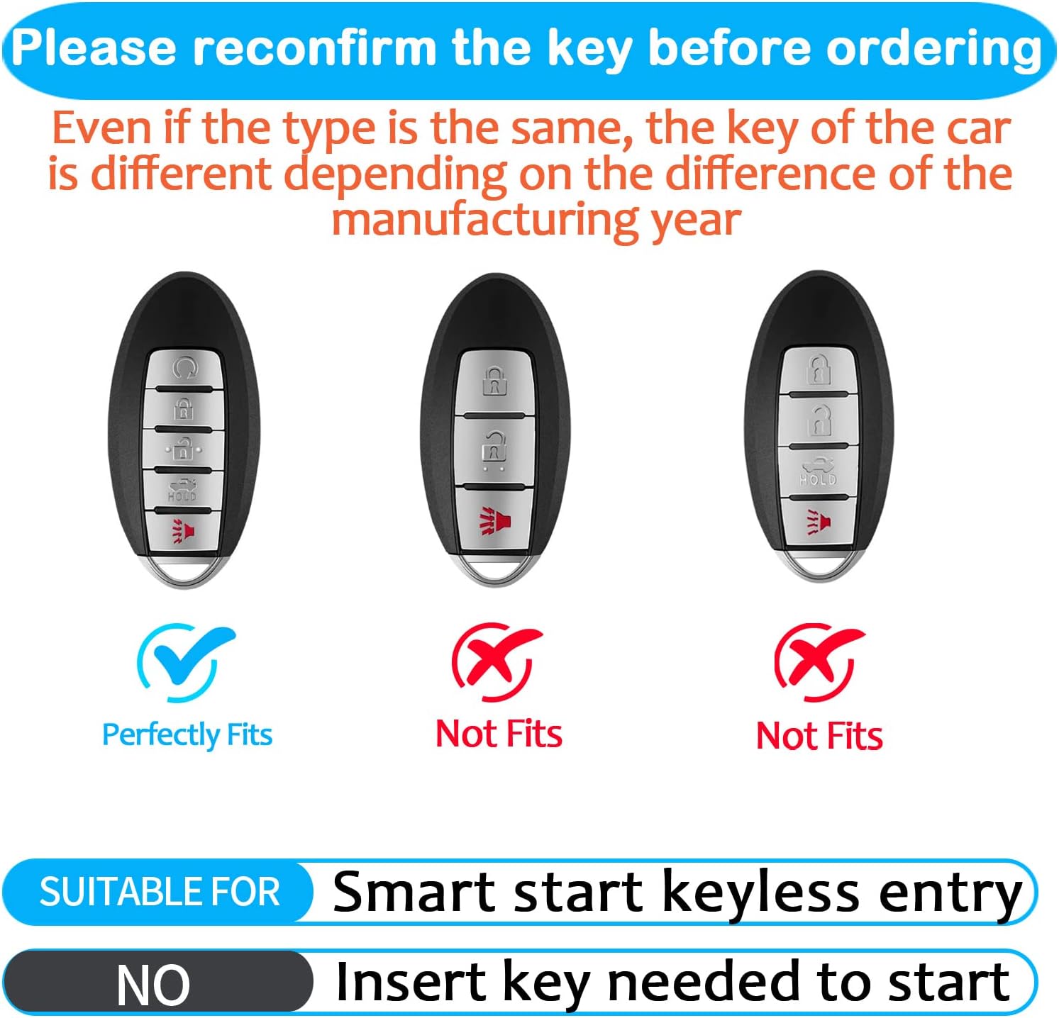 Sindeda Funda compatible con llavero Nissan con llavero de cuero, funda de TPU suave para llave remota inteligente Altima Sentra, Maxima, Rogue,