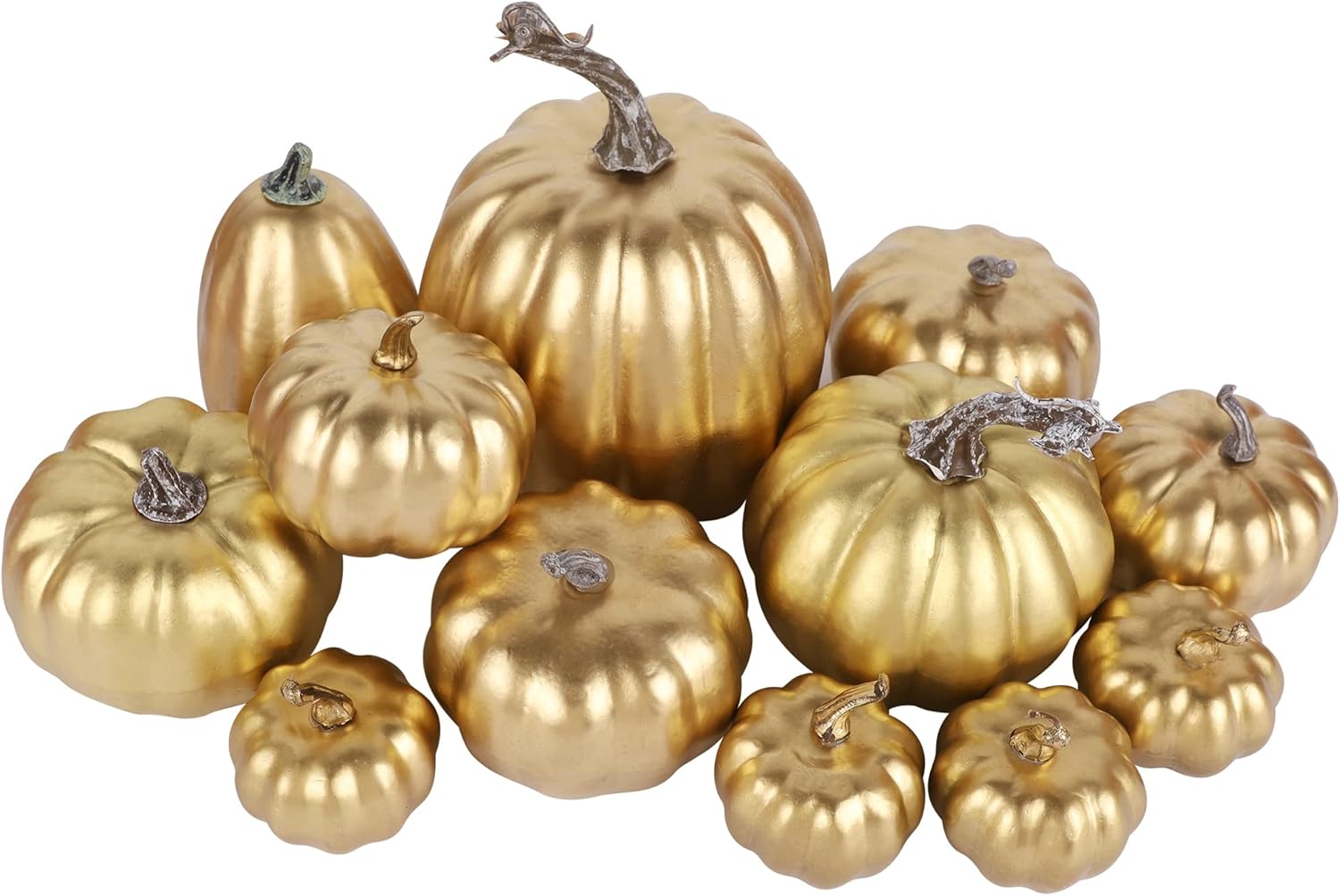 winemana 12 calabazas artificiales de varios tamaños, calabazas doradas, decoración de otoño, calabazas falsas, decoraciones de otoño para el hogar,