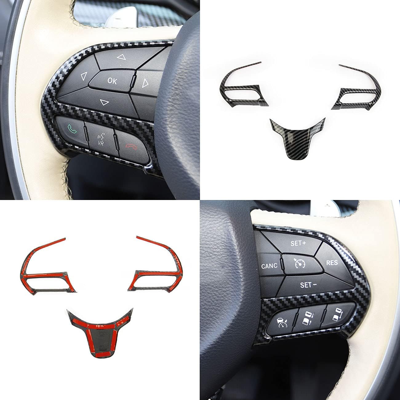 crosselec Kit de bisel de fibra de carbono para volante de fibra de carbono para Chrysler 300 2015-2021