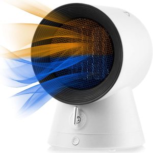 COSTWAY Mini ventilador de refrigeración eléctrico 2 en 1, 3 modos de 1500 W, calentador de cerámica pequeño portátil de 2 segundos, protección COSTWAY Mini ventilador de refrigeración eléctrico 2 en 1, 3 modos de 1500 W, calentador de cerámica pequeño portátil de 2 segundos, protección
