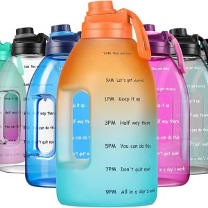 Diller Botella de agua de 1 galón, botella de agua grande para beber, jarra de agua motivacional de 128 onzas con asa para entrenamiento de Diller Botella de agua de 1 galón, botella de agua grande para beber, jarra de agua motivacional de 128 onzas con asa para entrenamiento de