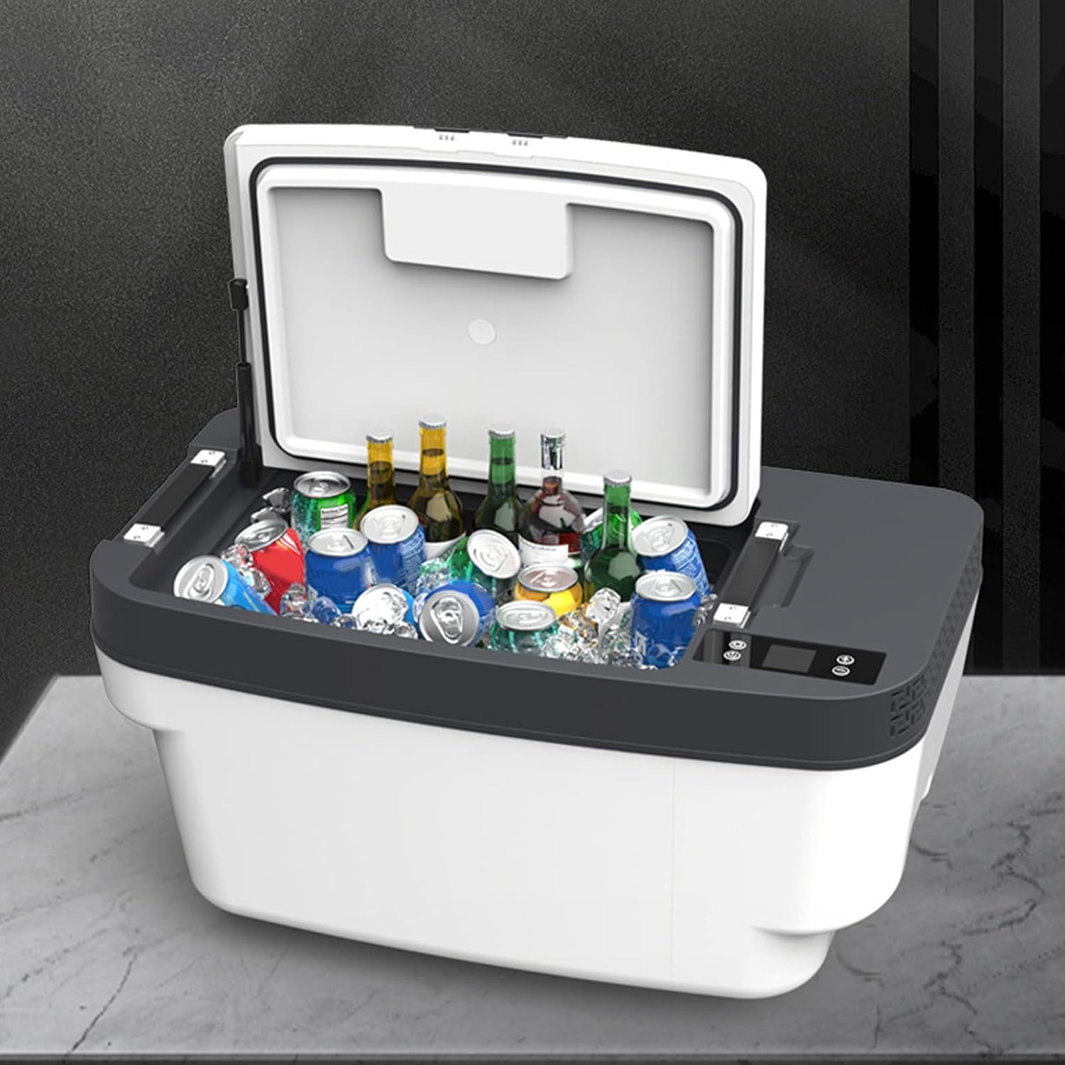 Refrigerador de coche, congelador portátil, capacidad de 33 litros  71.6 F enfriamiento rápido, refrigerador de coche de baja potencia de 45 W para