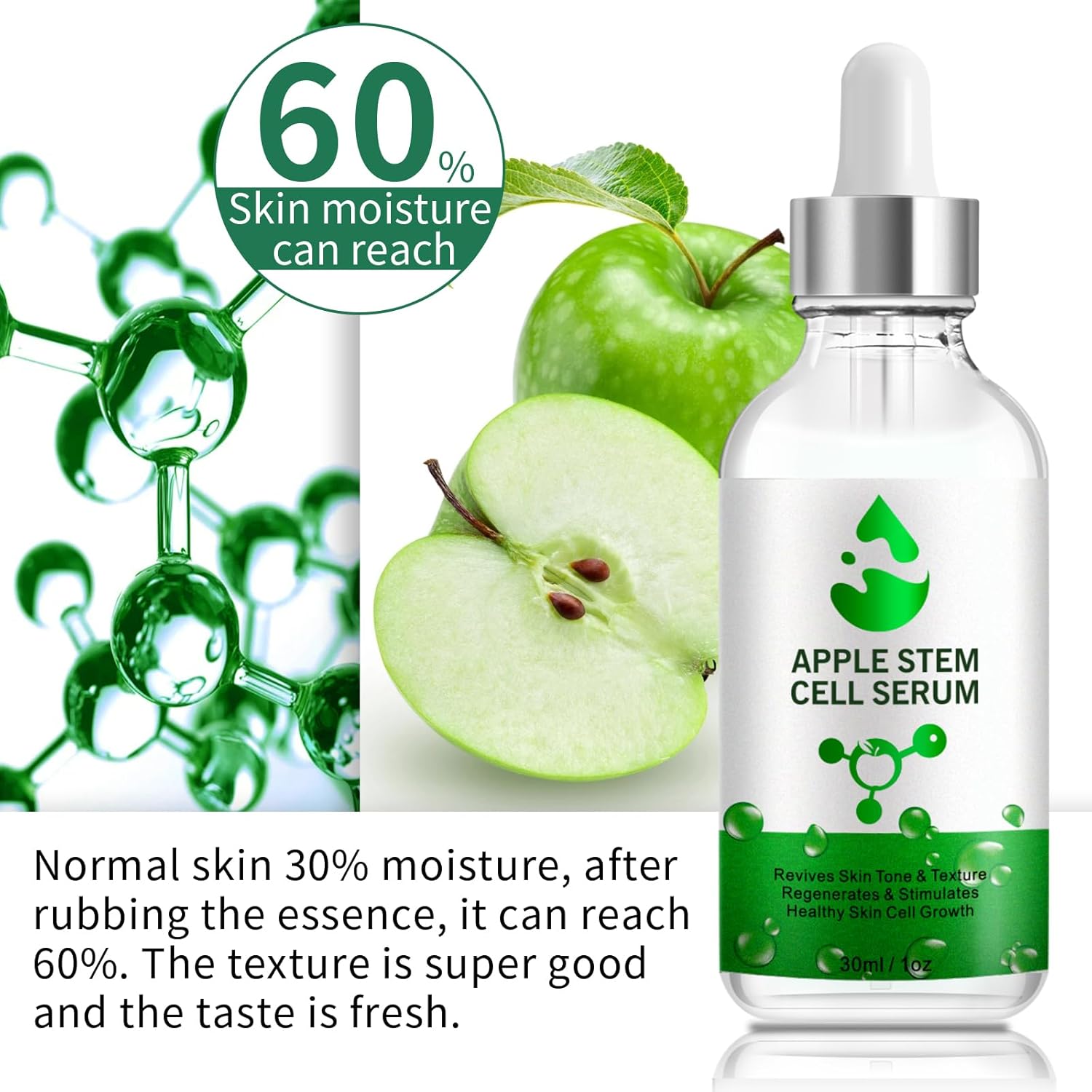 Suero para el cuidado de la piel facial, suero líquido de células madre de manzana para piel firme, eliminación del acné, limpieza de poros,