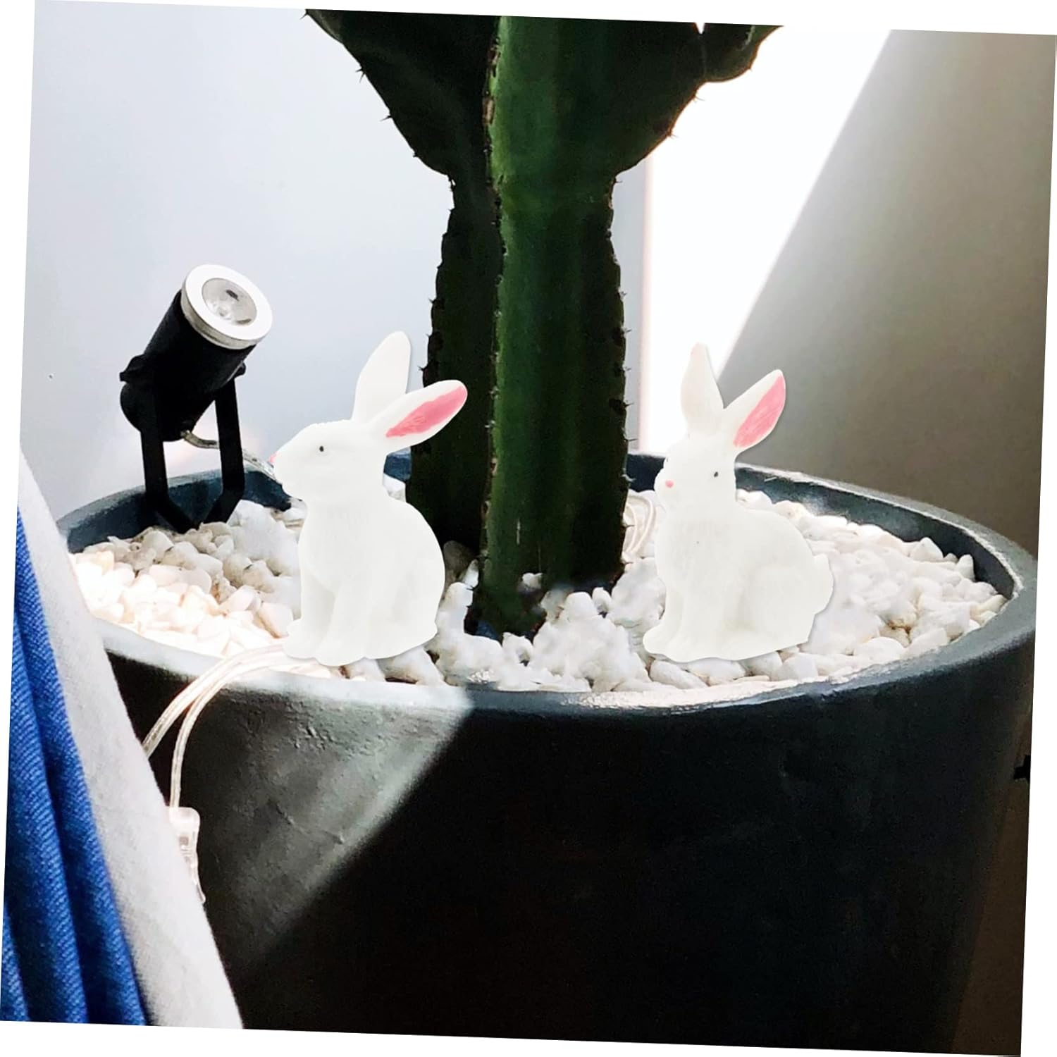GANAZONO 4 piezas de micro paisaje conejito micro paisaje miniatura Pascua adornos decoraciones animales escultura estatua conejo bonsái decoración