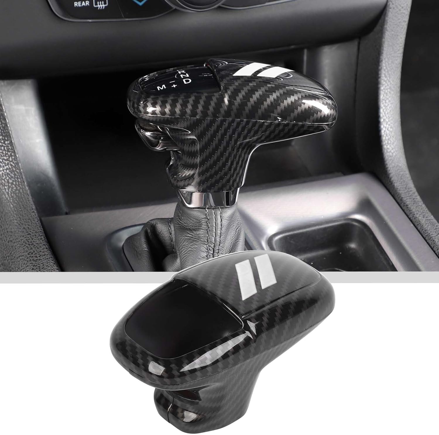 JWWY Pomos de palanca de cambios para Dodge Challenger Charger 2018-2023 Durango Accessories 2015-2023 Fibra de carbono blanca, 3 piezas