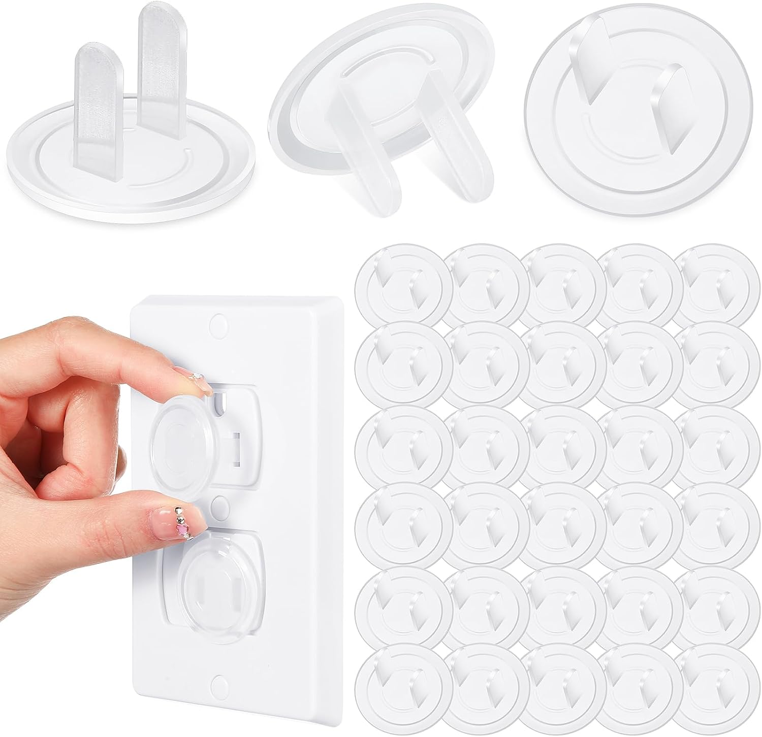200 fundas transparentes para enchufes a granel a prueba de bebés para enchufes eléctricos, enchufe fácil de instalar, resistente y seguro, kit a