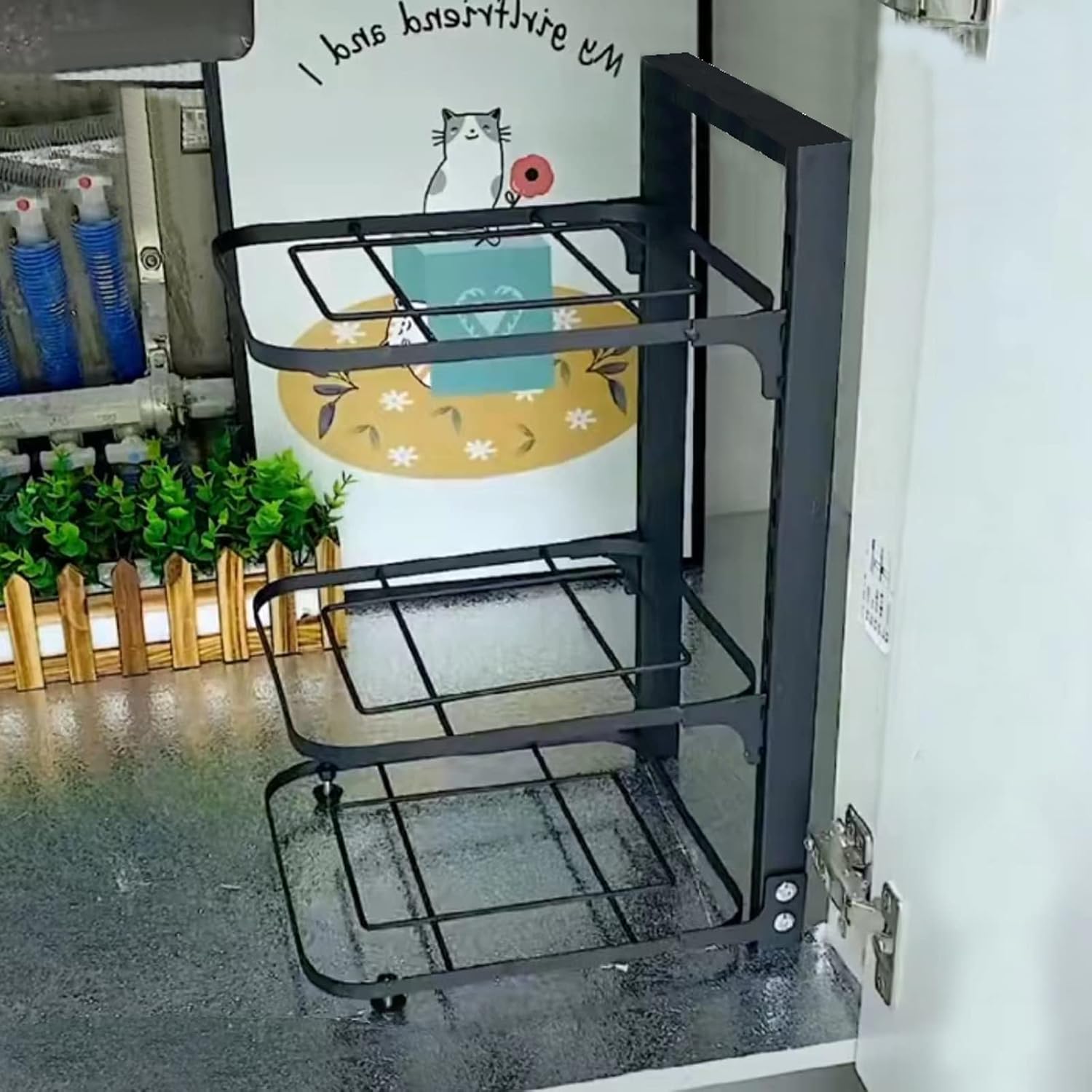 Organizador de ollas y sartenes para gabinete, 3 niveles para organizar la cocina, altura ajustable y ahorro de espacio, con 2 métodos de bricolaje,