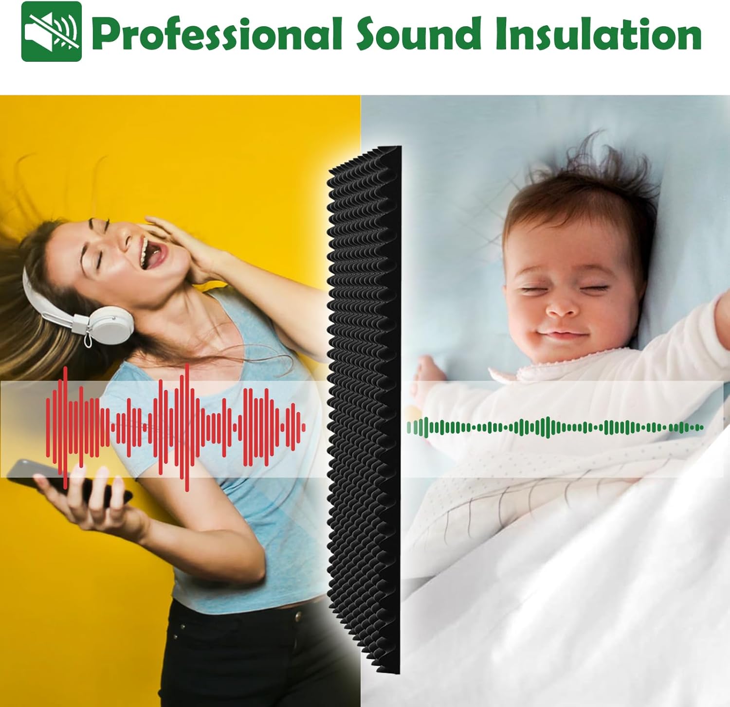 Paquete de 12 almohadillas de espuma para caja de huevos de 1.5 x 12 x 12 pulgadas (diseño más insonorizante), acolchado de espuma mejorado, paneles
