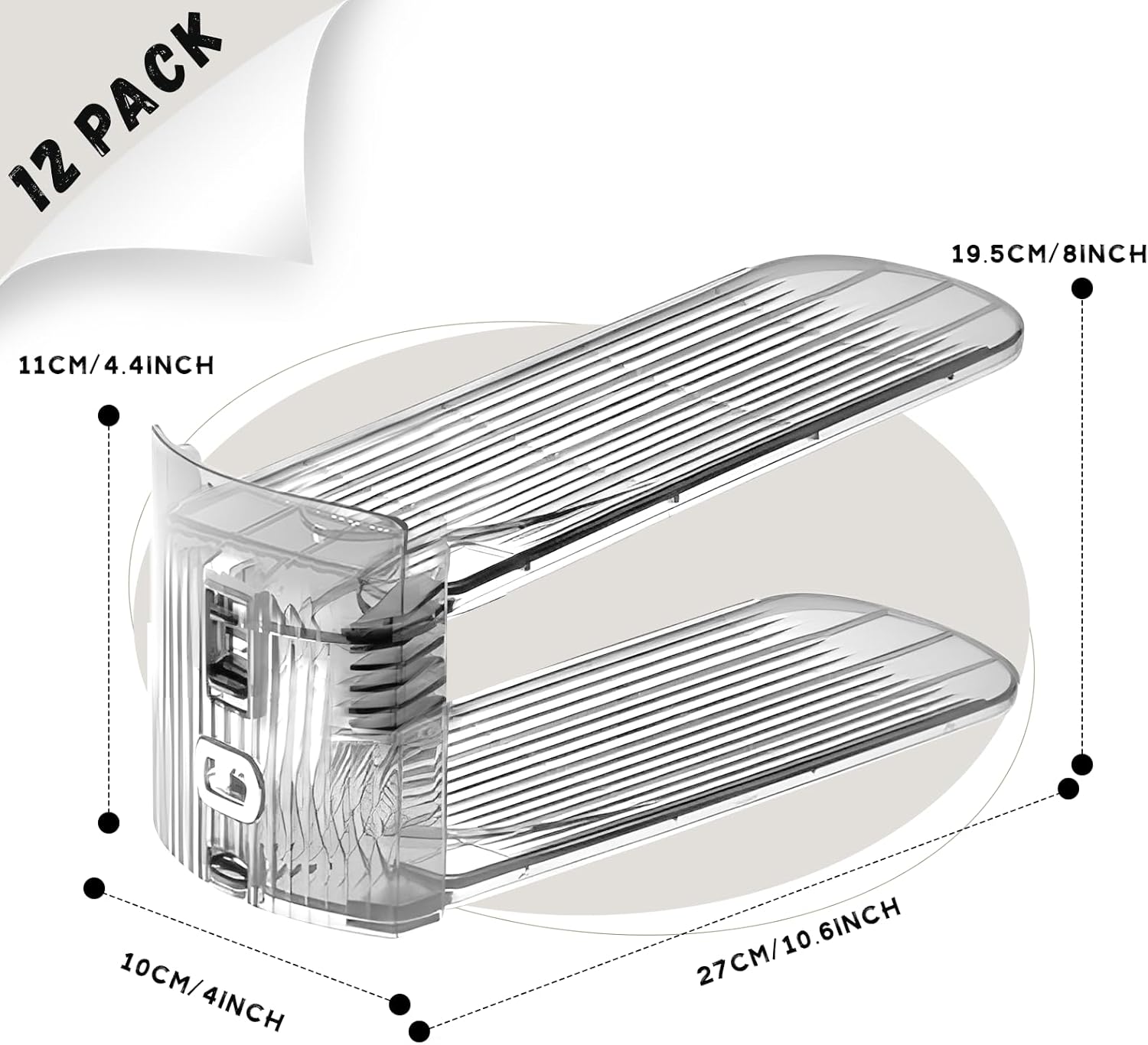 Organizador de ranuras ajustables para zapatos, paquete de 12 apiladores transparentes para zapatos, soporte para zapatos, ahorrador de espacio de