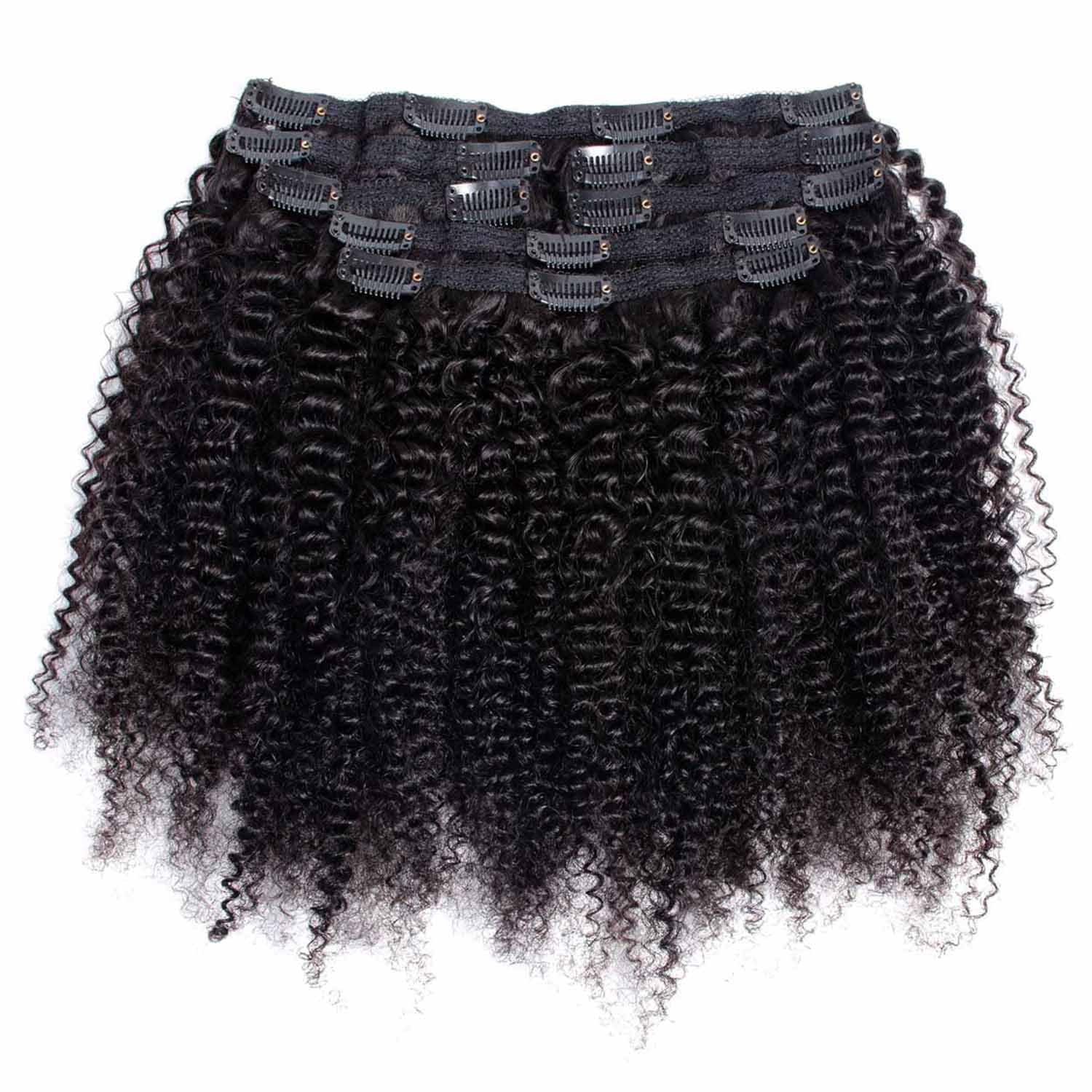 VTAOZI Afro Kinky Curly Clip in Hair Extensions Real Human Hair for Black Women Brazilian Kinky Curly Human Hair Clip in Extensions 7Pcs with