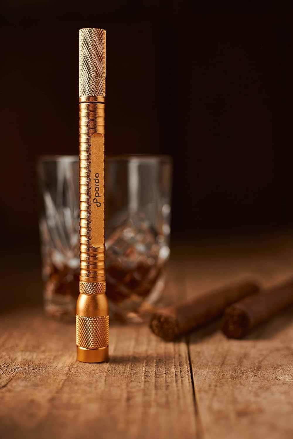 Pardo Cigar Multiherramienta 4 en 1, punzón de cigarros de doble tamaño con potenciador de drenaje de cigarros y punta doble, cortador de puros