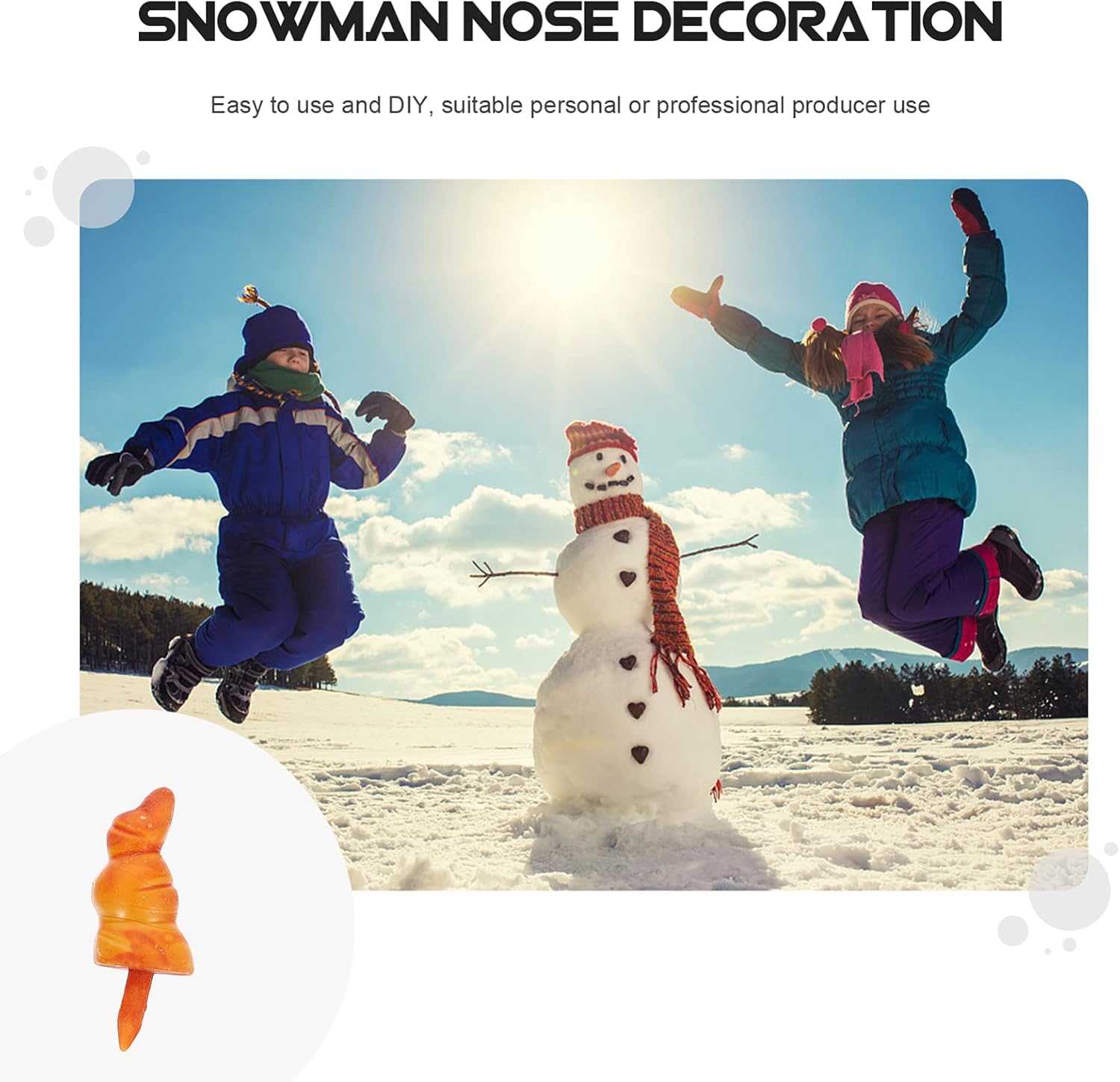 50 piezas de muñeco de nieve para hacer muñeco de nieve, suministros de construcción, naranja, botón de nariz de muñeco de nieve para invierno,