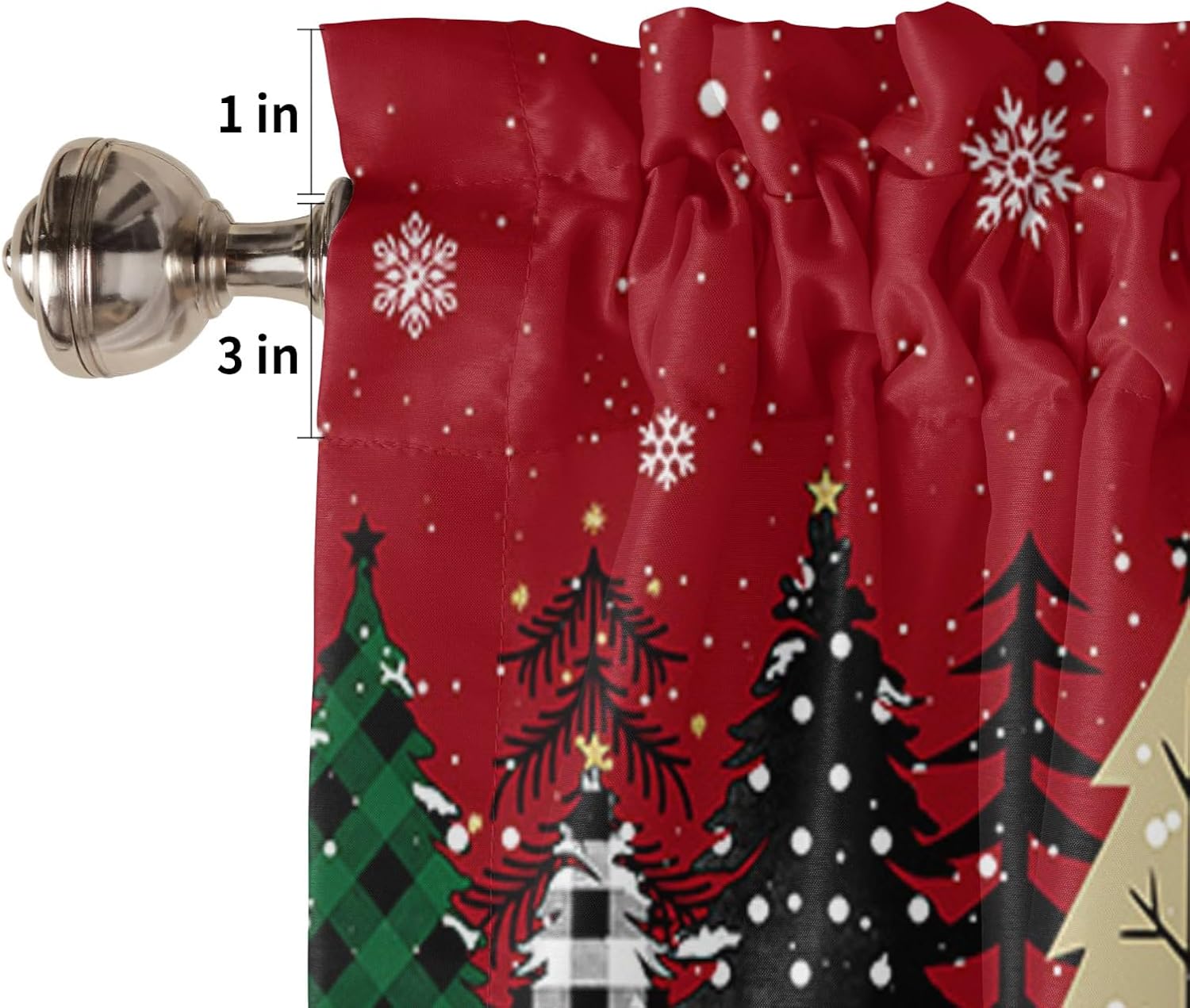Cortina de cenefa para árbol de Navidad, cortina roja para ventana de cocina, cortina corta con bolsillo para barra, cenefa para sala de estar,